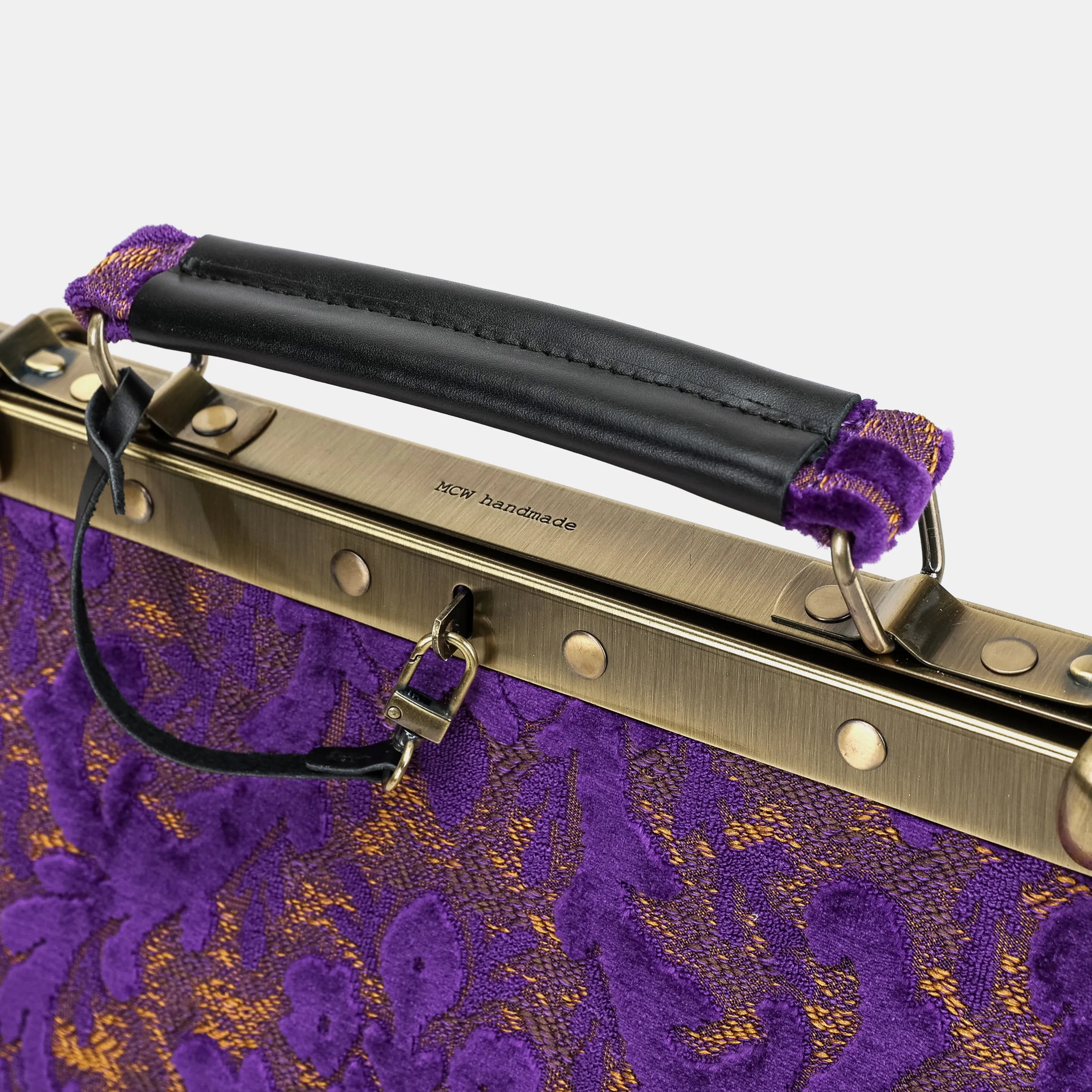 Burnout Velvet Purple Cecile Carpet Purse Gladstone Bag of America logo
