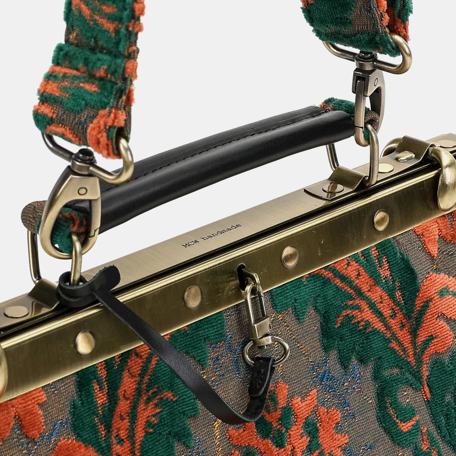 Burnout Velvet Revival Jade Cecile Carpet Purse Gladstone Bag handle