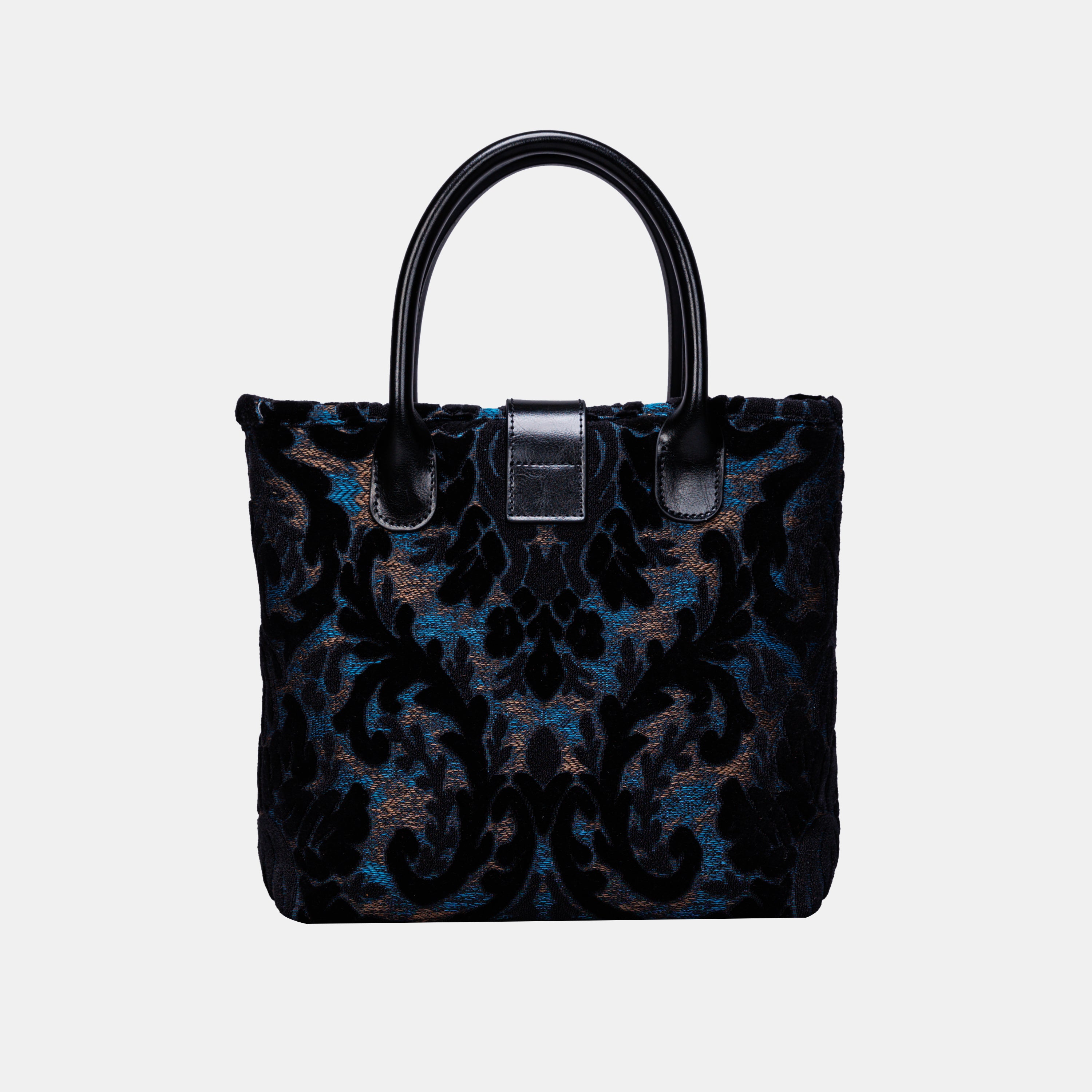 Burnout Velvet Black Tuck Lock Carpet Satchel carpet bag MCW Handmade-3