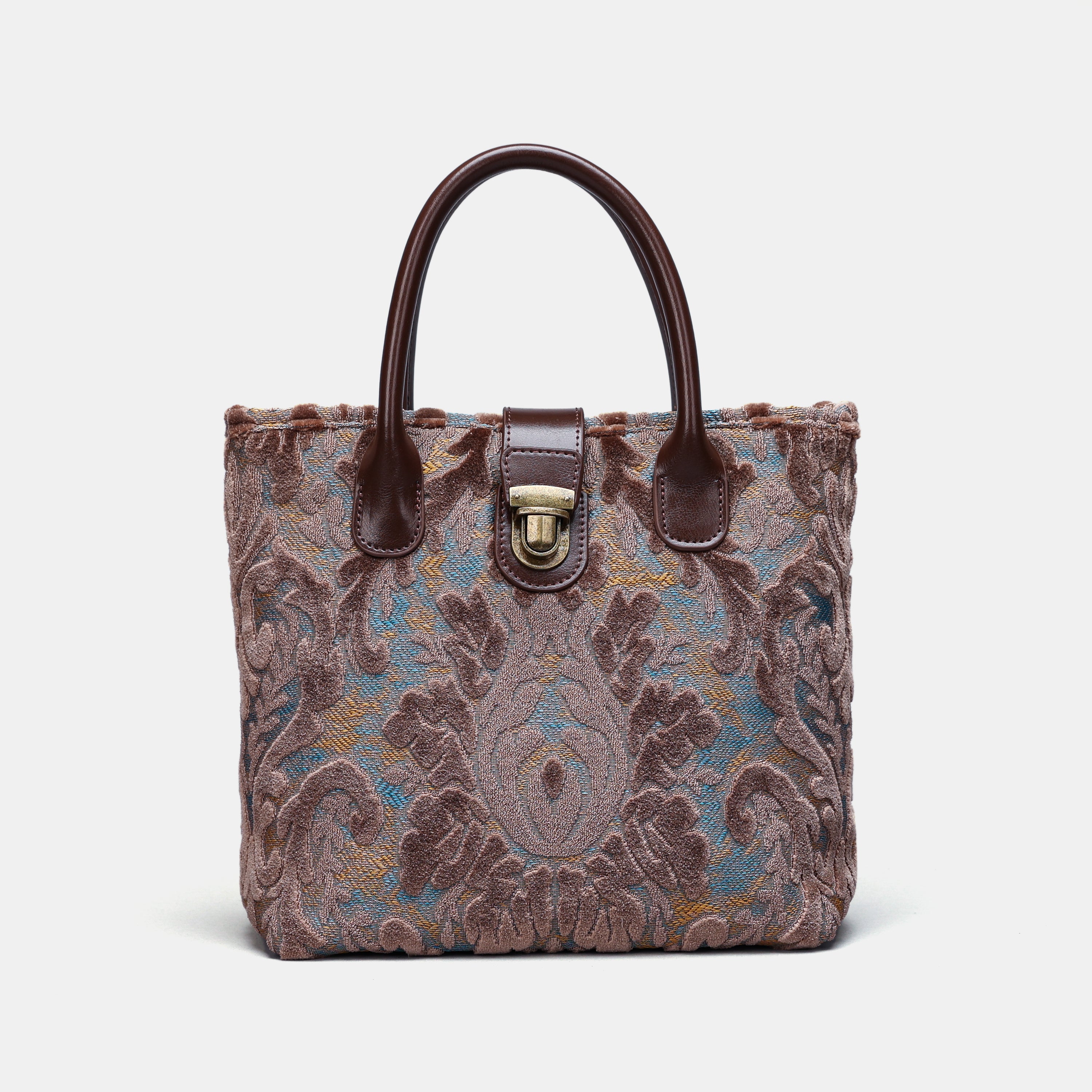 Burnout Velvet Camel Tuck Lock Carpet Satchel carpet bag MCW Handmade