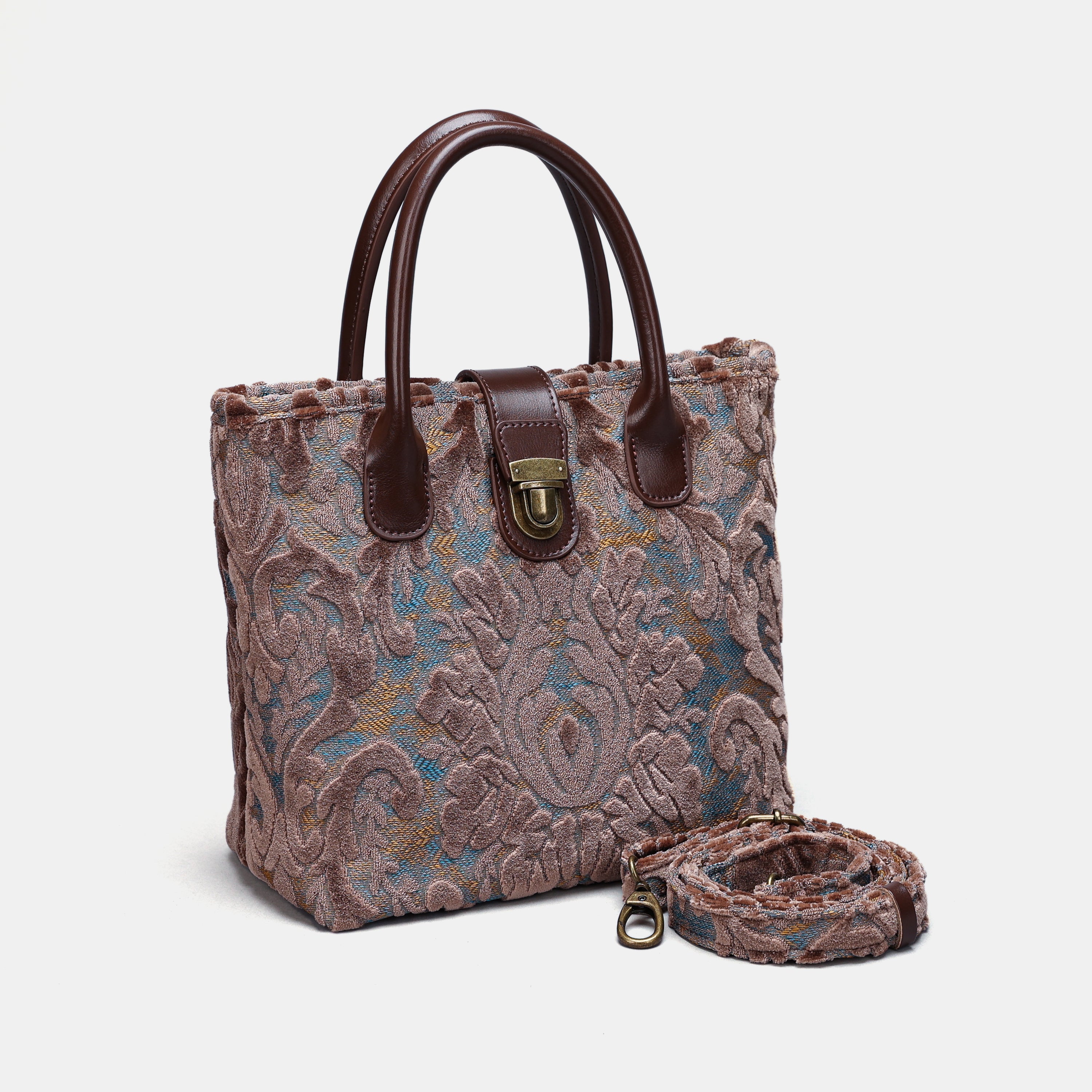 Burnout Velvet Camel Tuck Lock Carpet Satchel carpet bag MCW Handmade-1