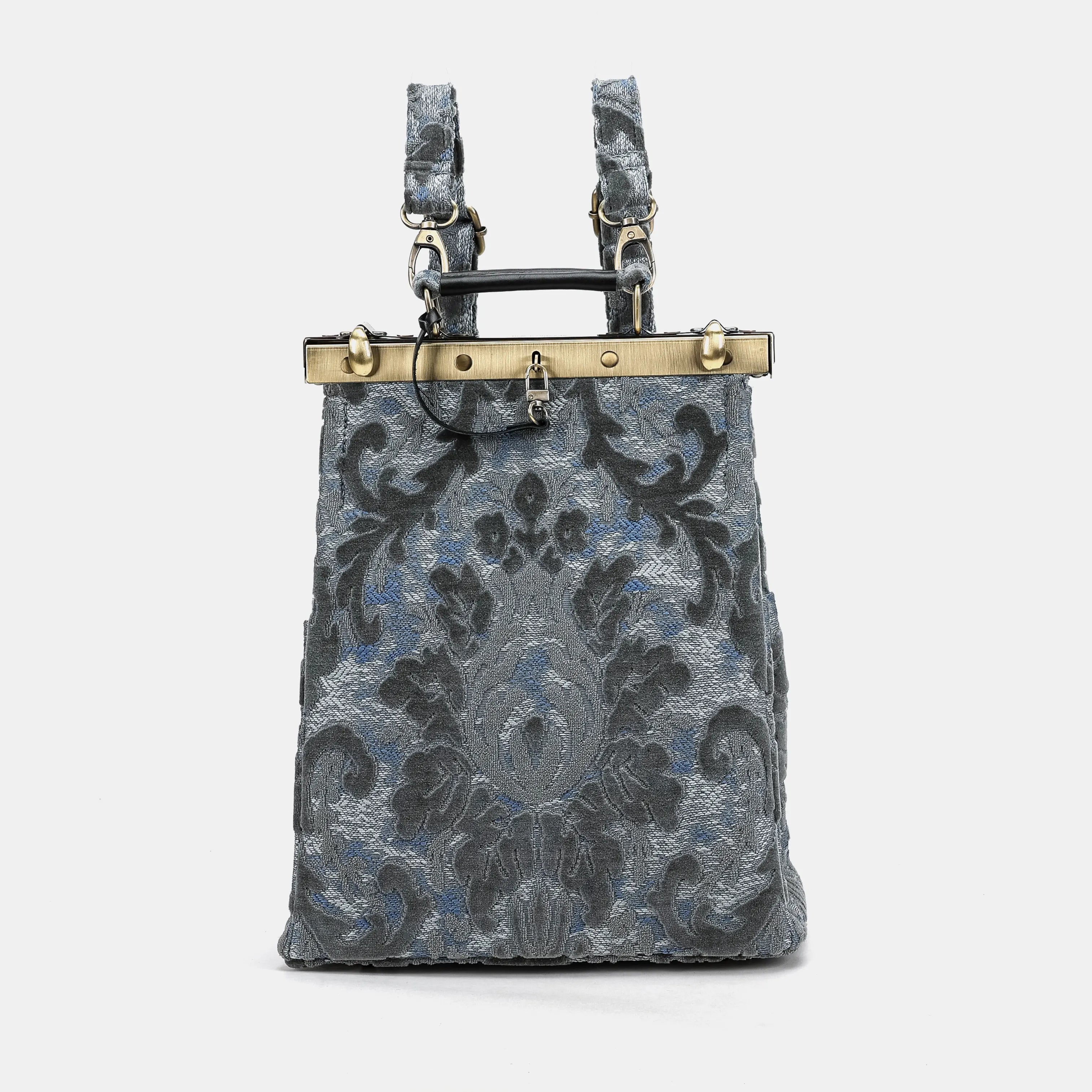 Burnout Velvet Steel Blue Helena Carpet Gladstone Backpack of America main