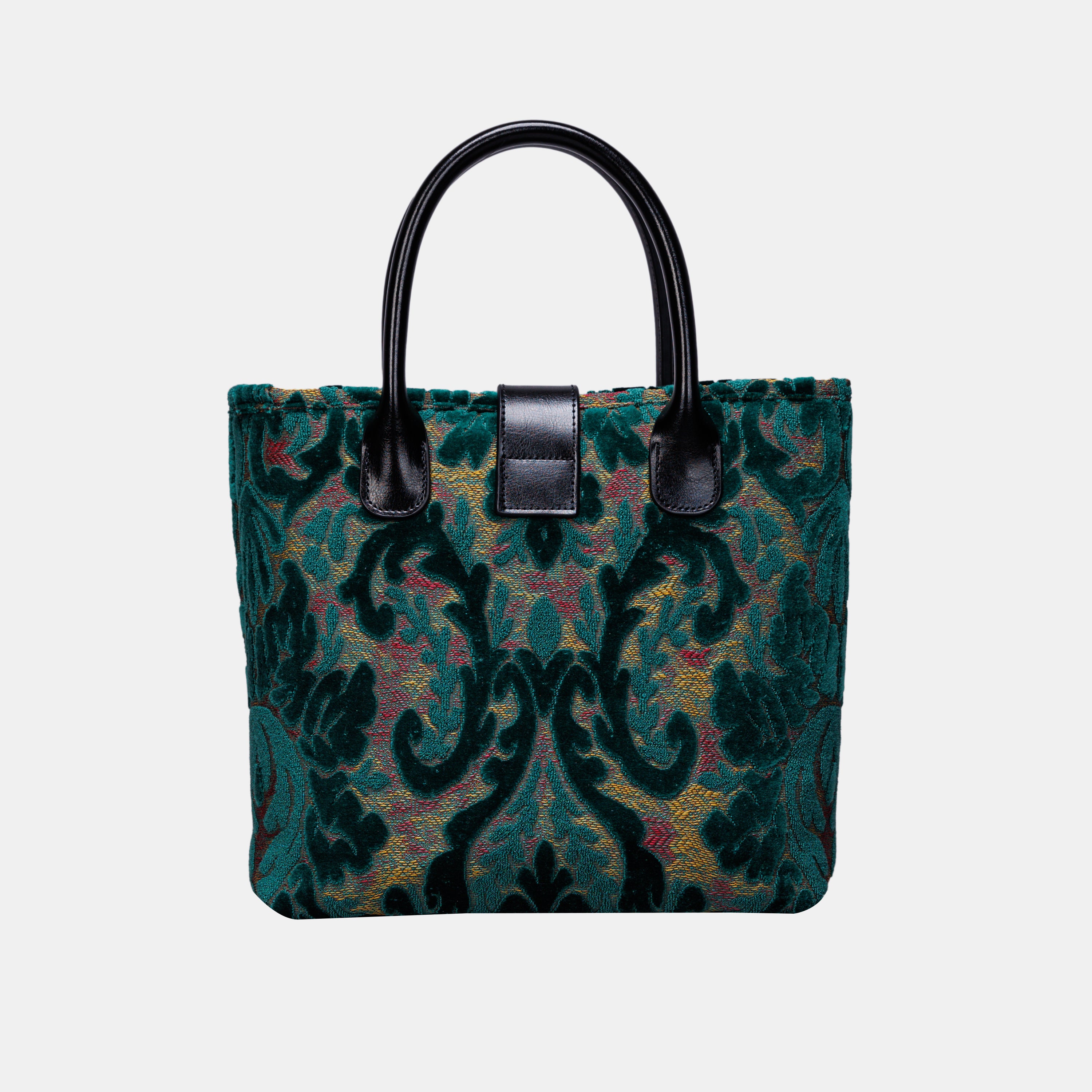 Burnout Velvet Jade Green Tuck Lock Carpet Satchel carpet bag MCW Handmade-3