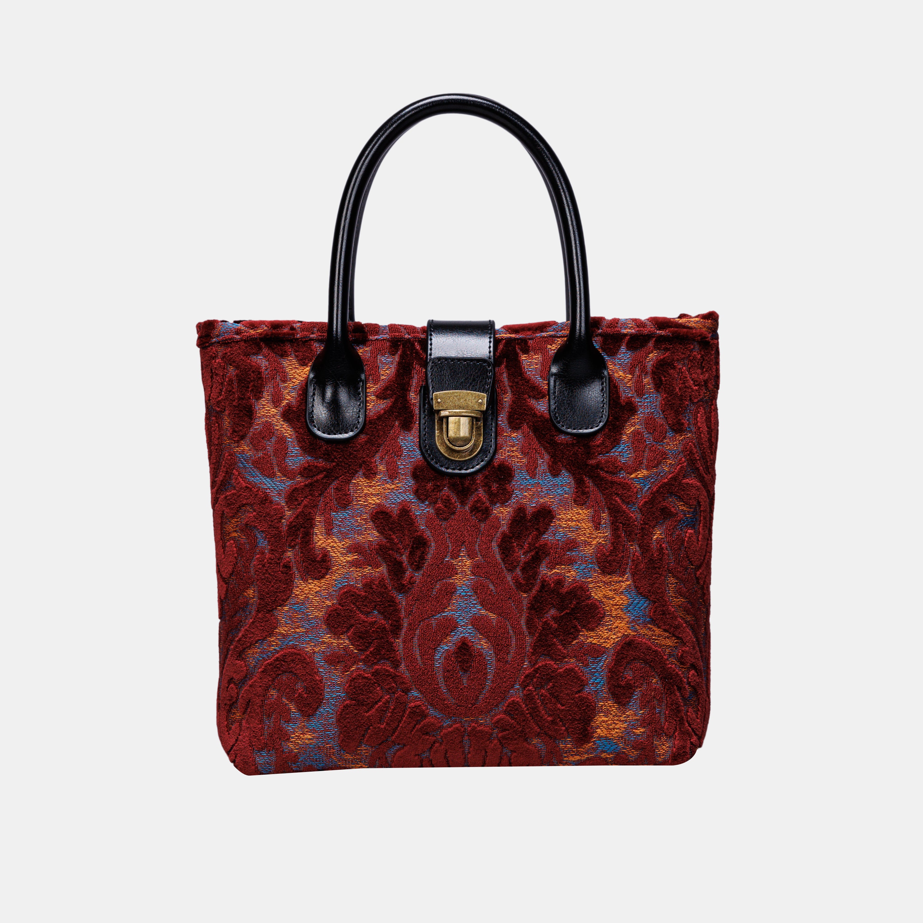Burnout Velvet Wine Tuck Lock Carpet Satchel carpet bag MCW Handmade