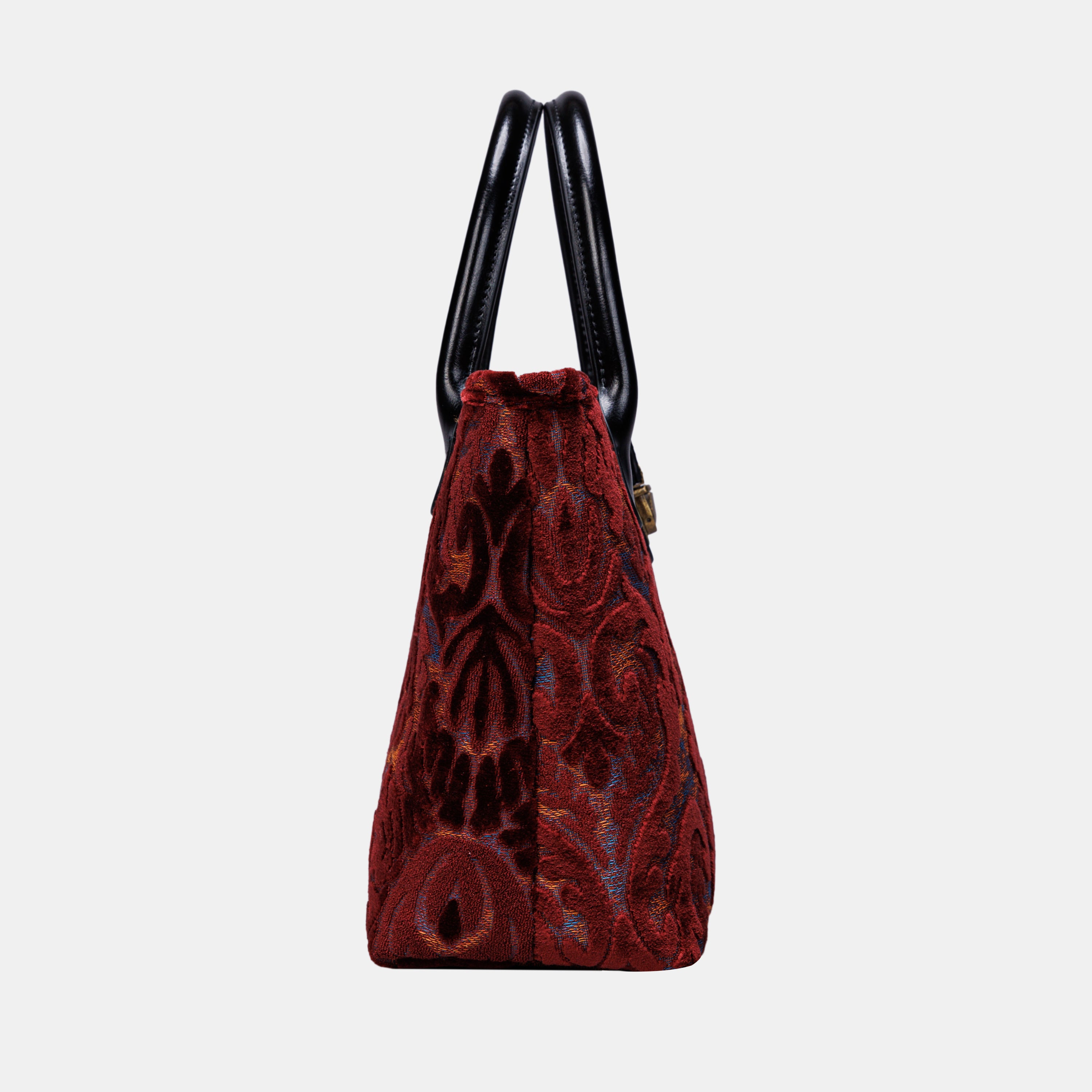 Burnout Velvet Wine Tuck Lock Carpet Satchel carpet bag MCW Handmade-5