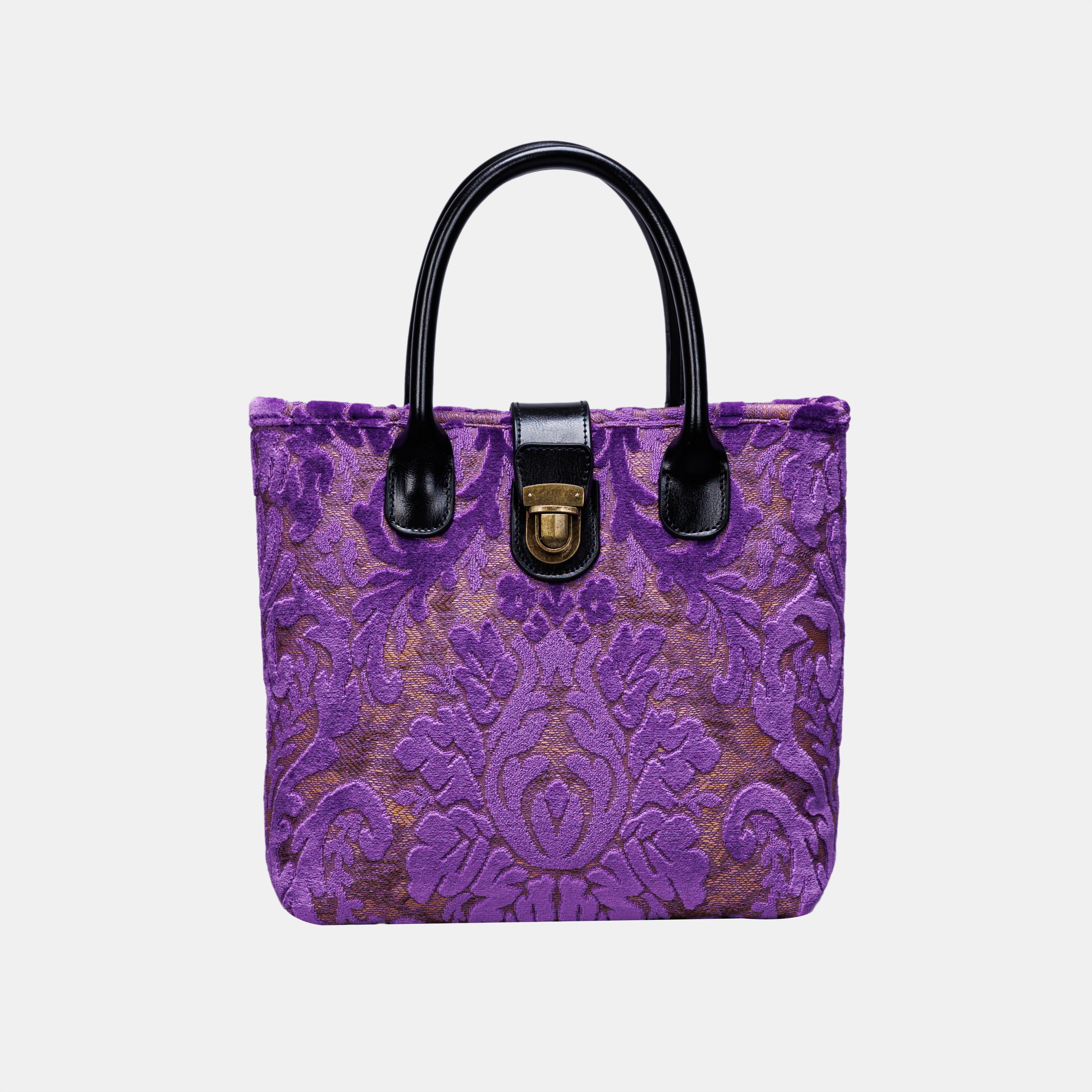 Burnout Velvet Purple Tuck Lock Carpet Satchel carpet bag MCW Handmade