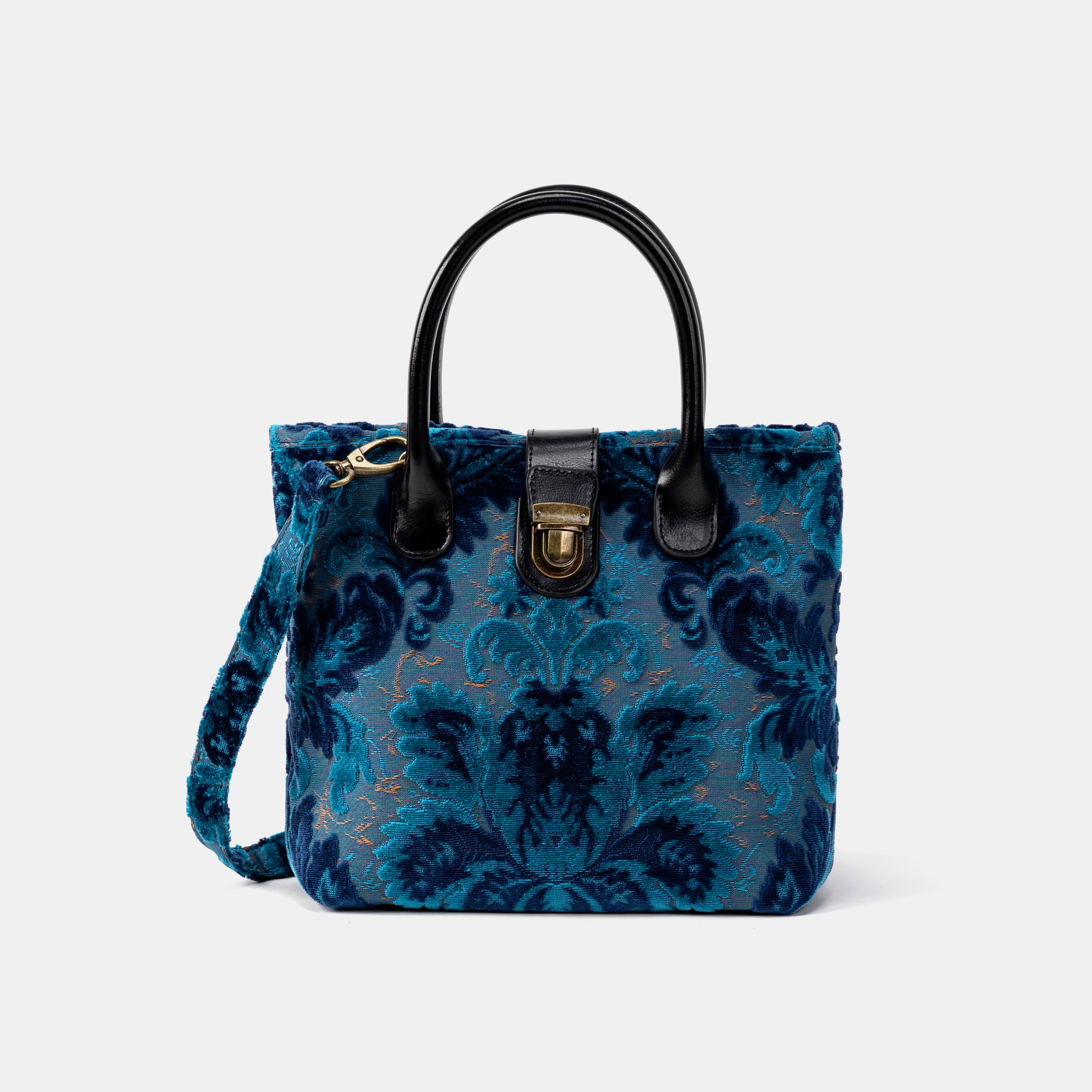 Burnout Velvet Revival Aqua Tuck Lock Carpet Satchel