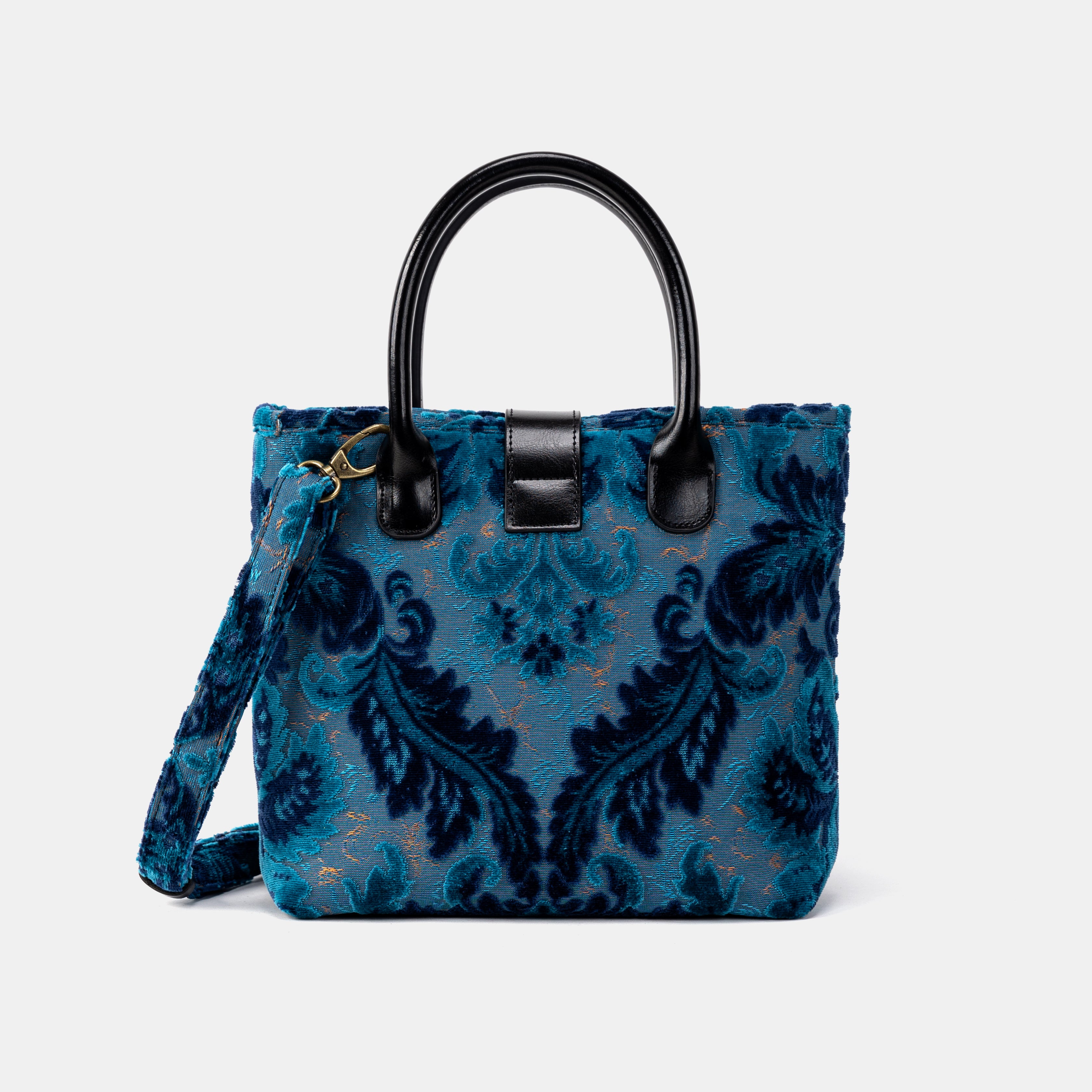 Burnout Velvet Revival Aqua Tuck Lock Carpet Satchel  back