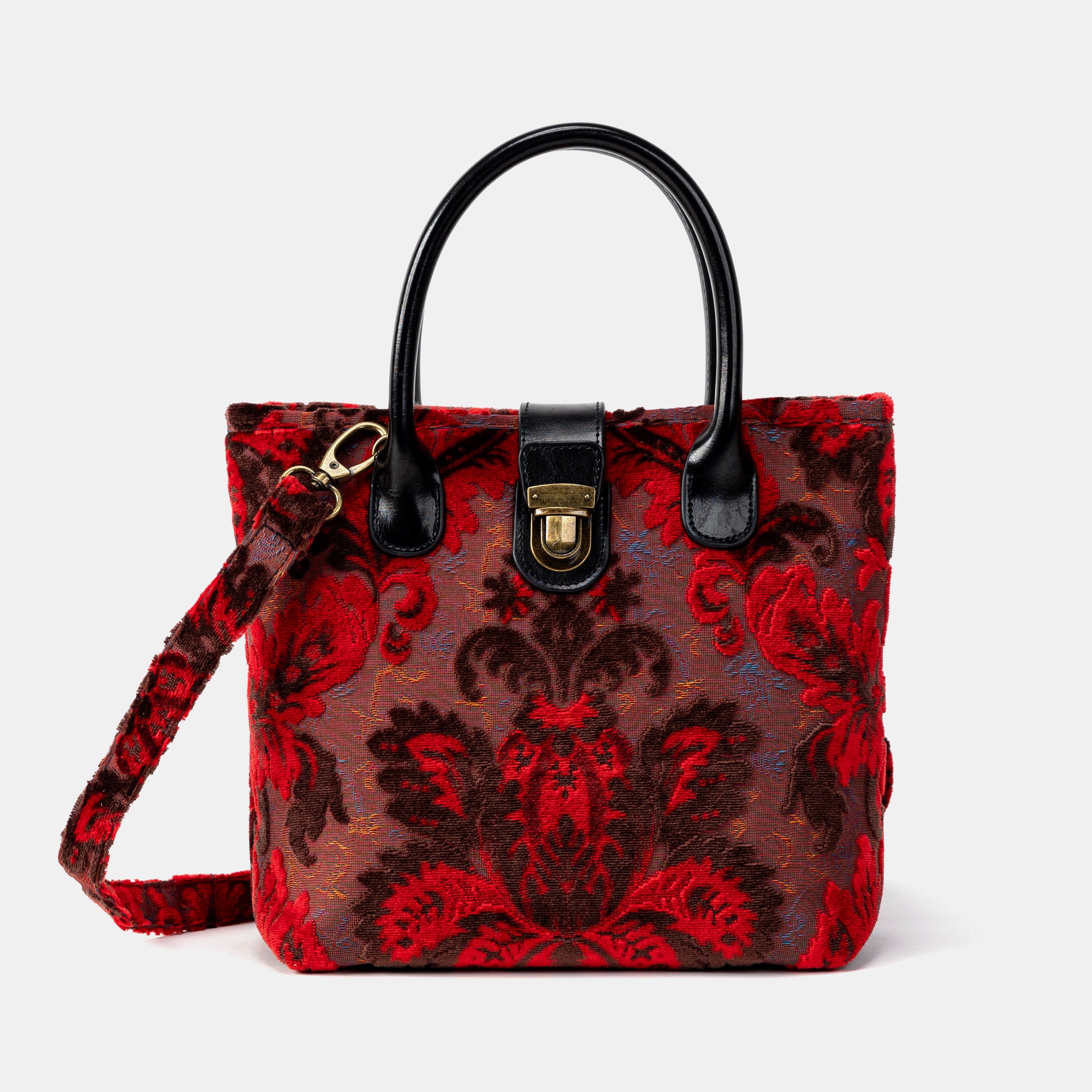 Burnout Velvet Revival Scarlet Tuck Lock Carpet Satchel