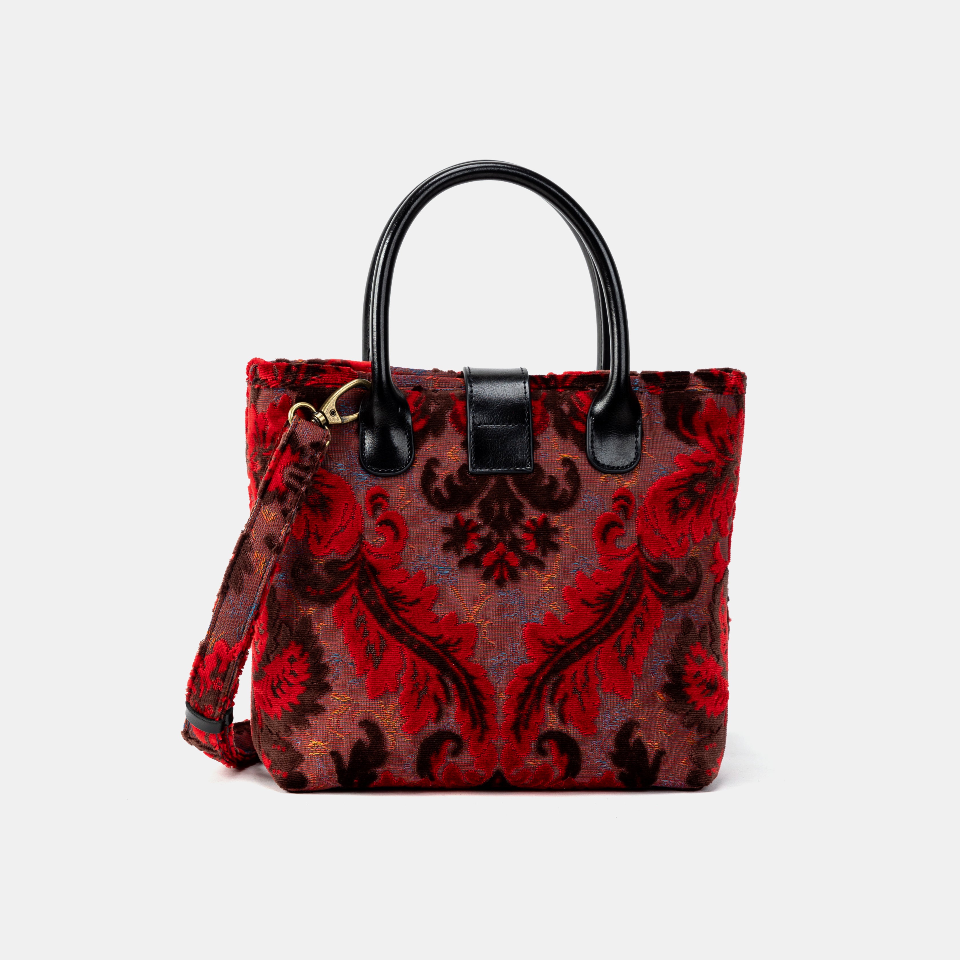 Burnout Velvet Revival Scarlet Tuck Lock Carpet Satchel back