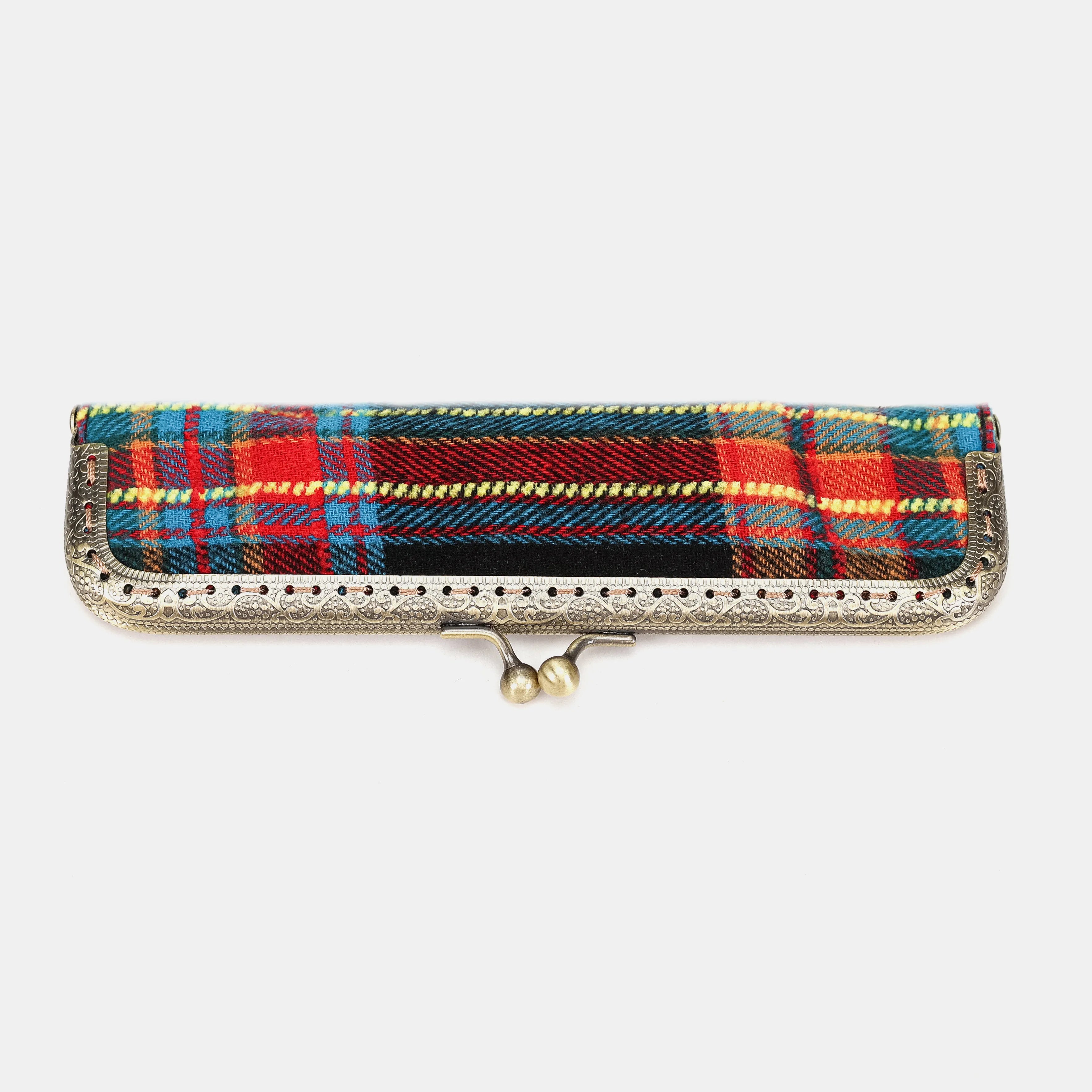 Tartan Stewart Black Duo Pen Case Carpetbag of America front