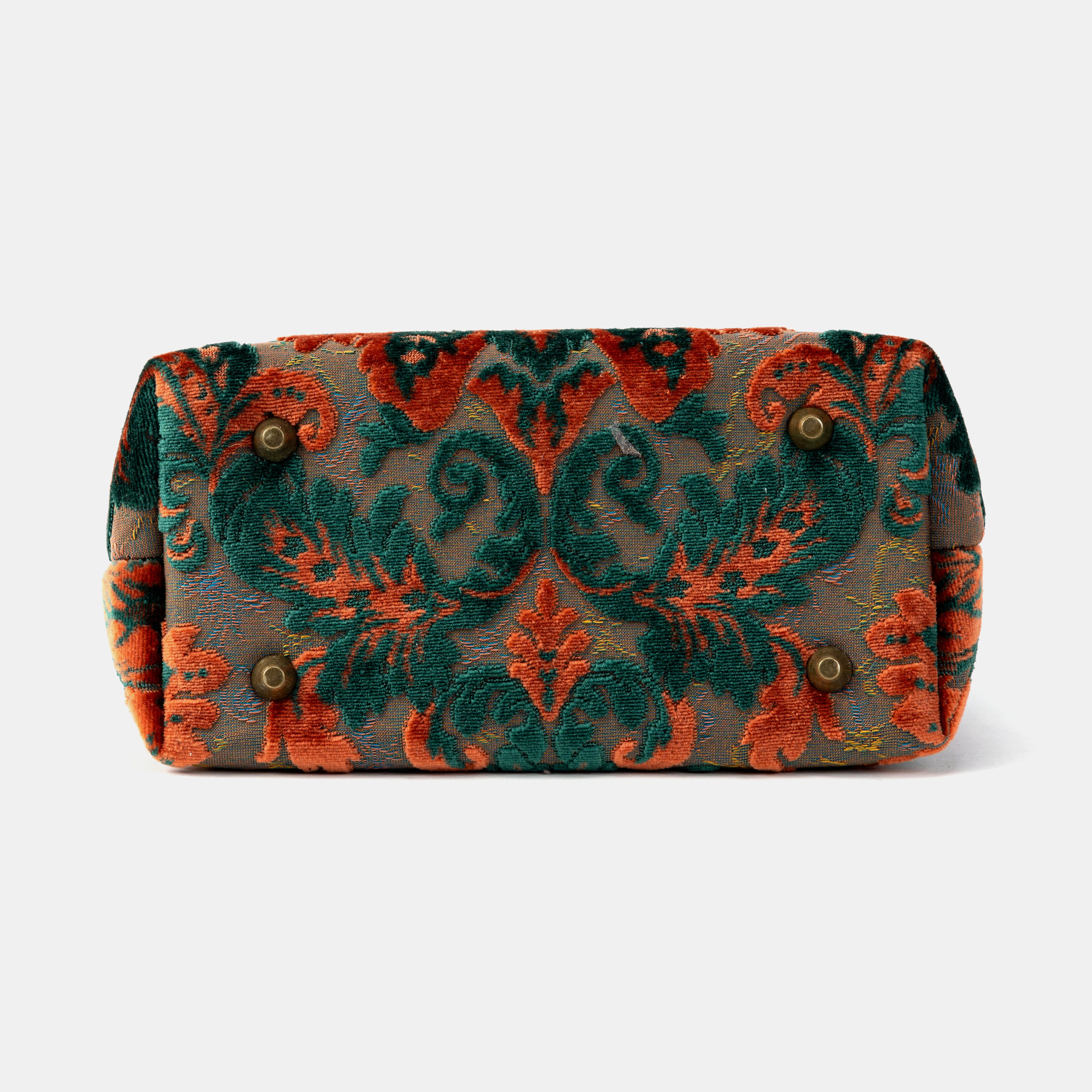 Burnout Velvet Revival Jade Tuck Lock Carpet Satchel bottom