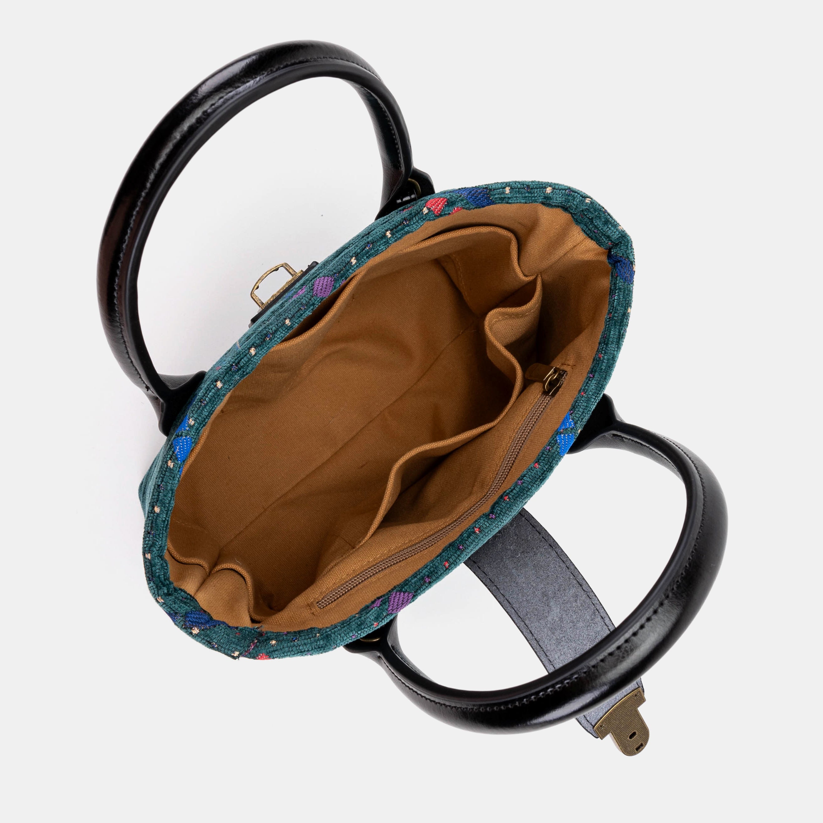 PDX Portland Airport Tuck Lock Carpet Satchel inside