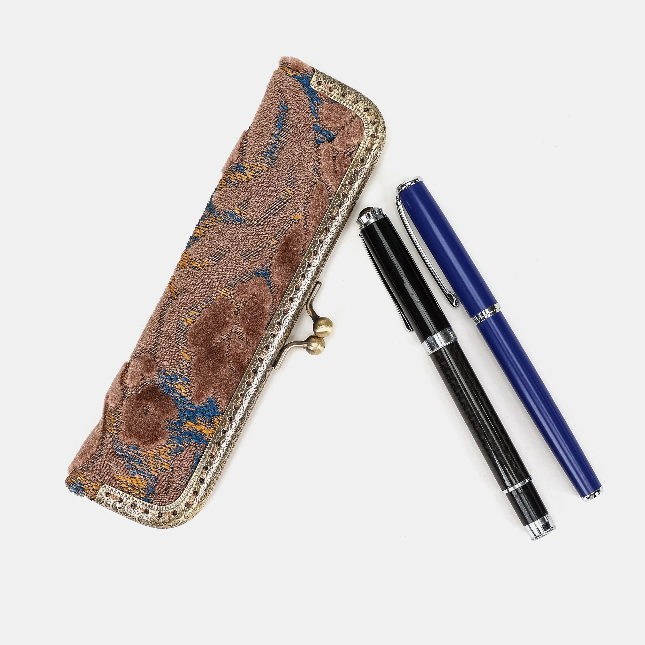 Burnout velvet Camel Duo Pen Case Carpetbag of America main