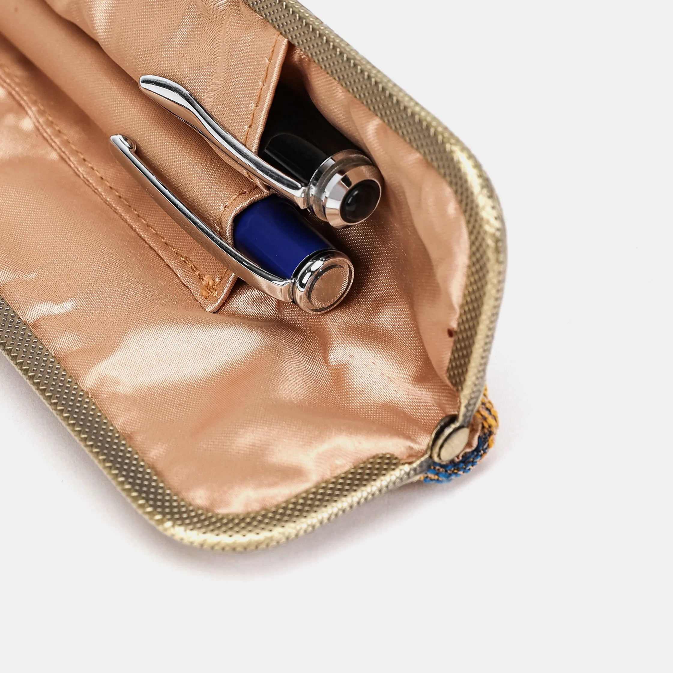 Burnout velvet Camel Duo Pen Case Carpetbag of America detail