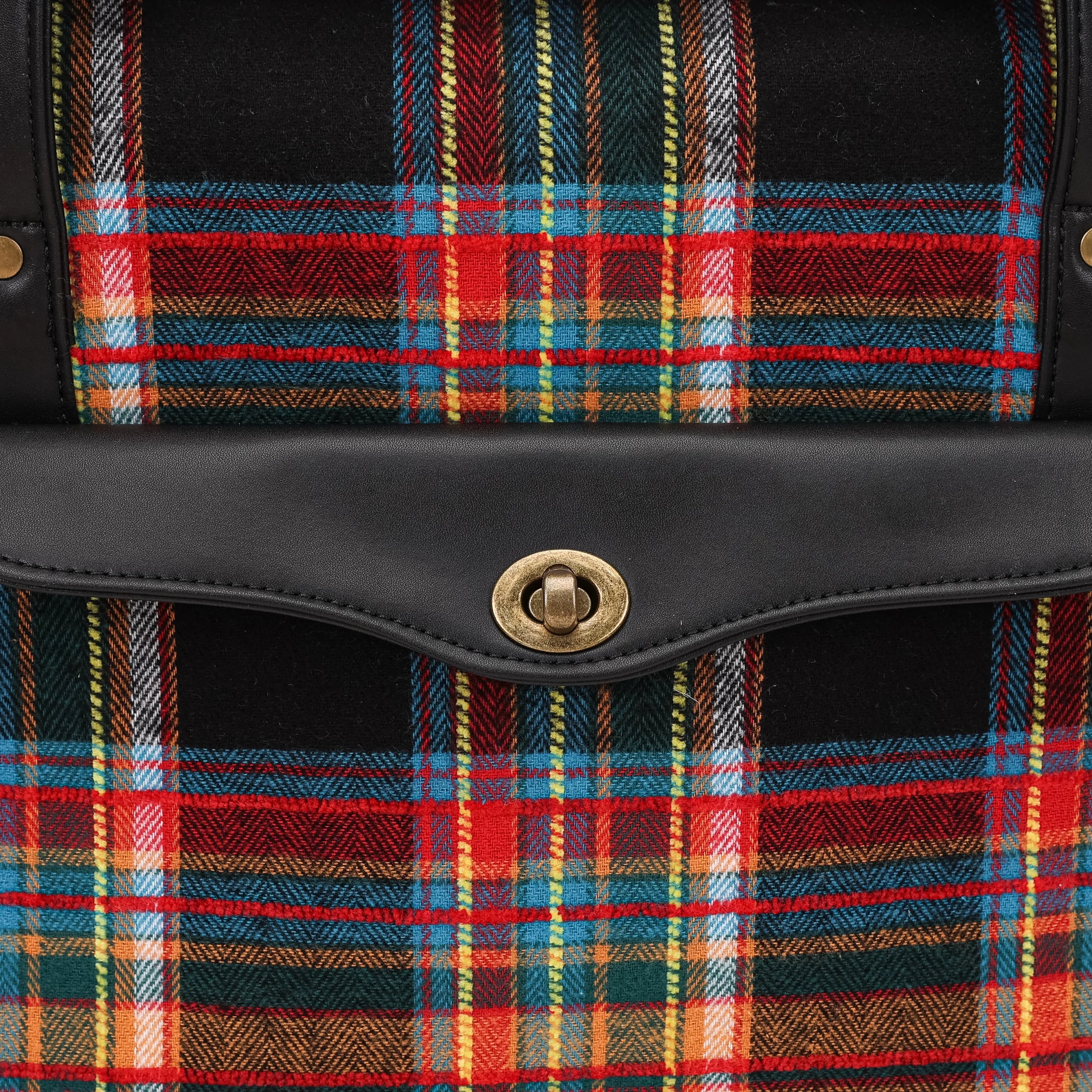 Tartan Stewart Black Vintage Carpet Diaper Bag Carpetbag of America closure