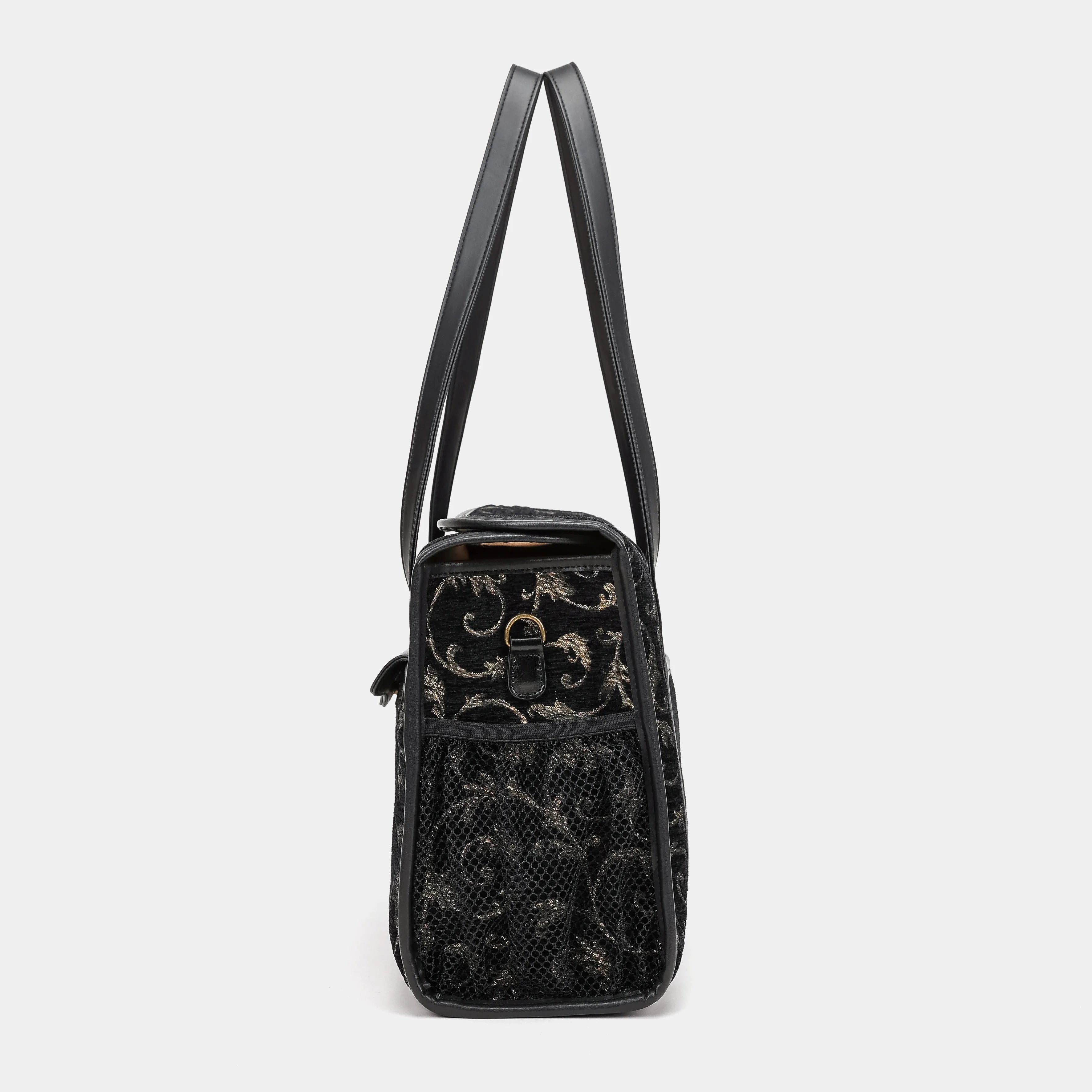 Vintage Scroll Black Green Vintage Carpet Diaper Bag of America side