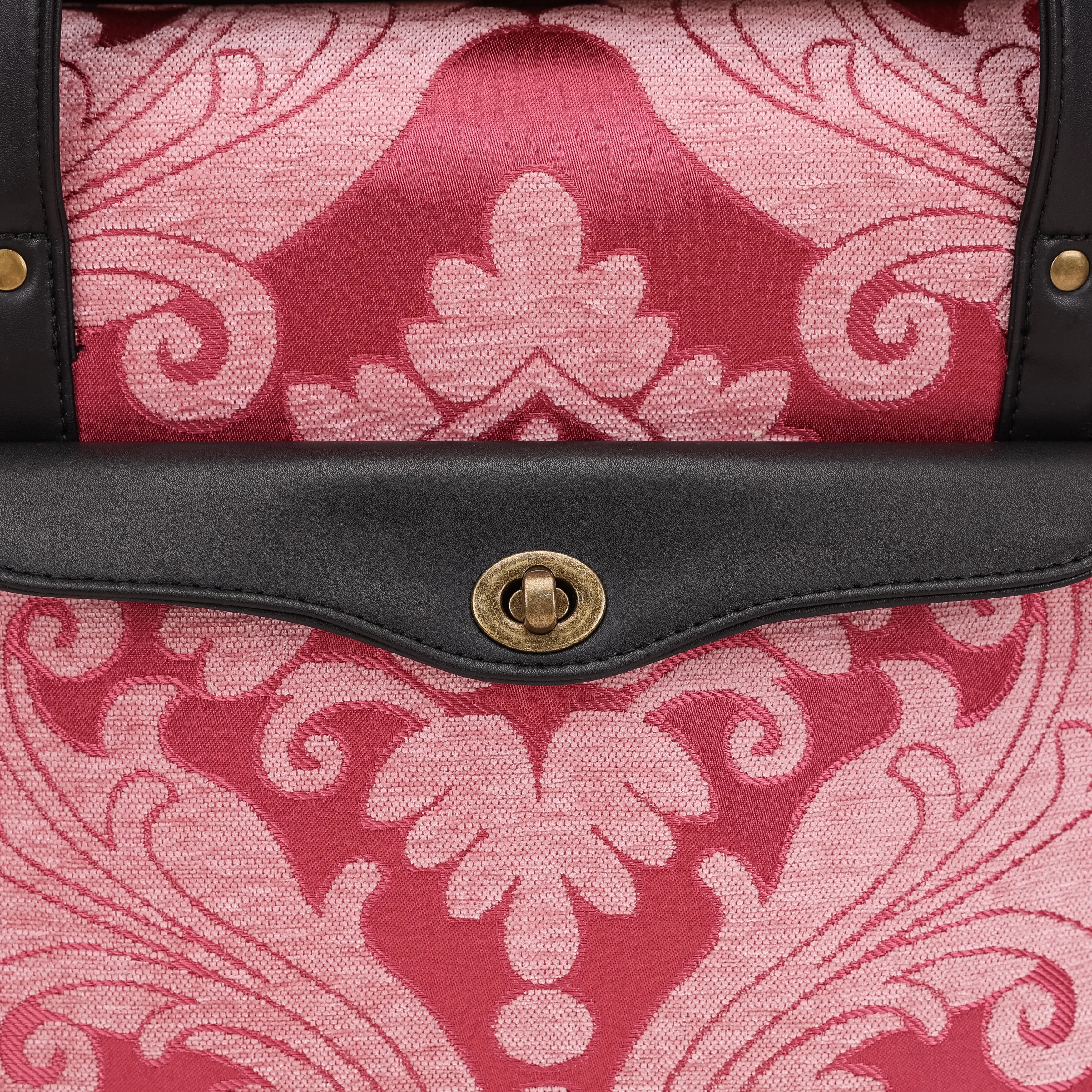 Queen Rose Pink Vintage Carpet Diaper Bag carpetbag of America closure