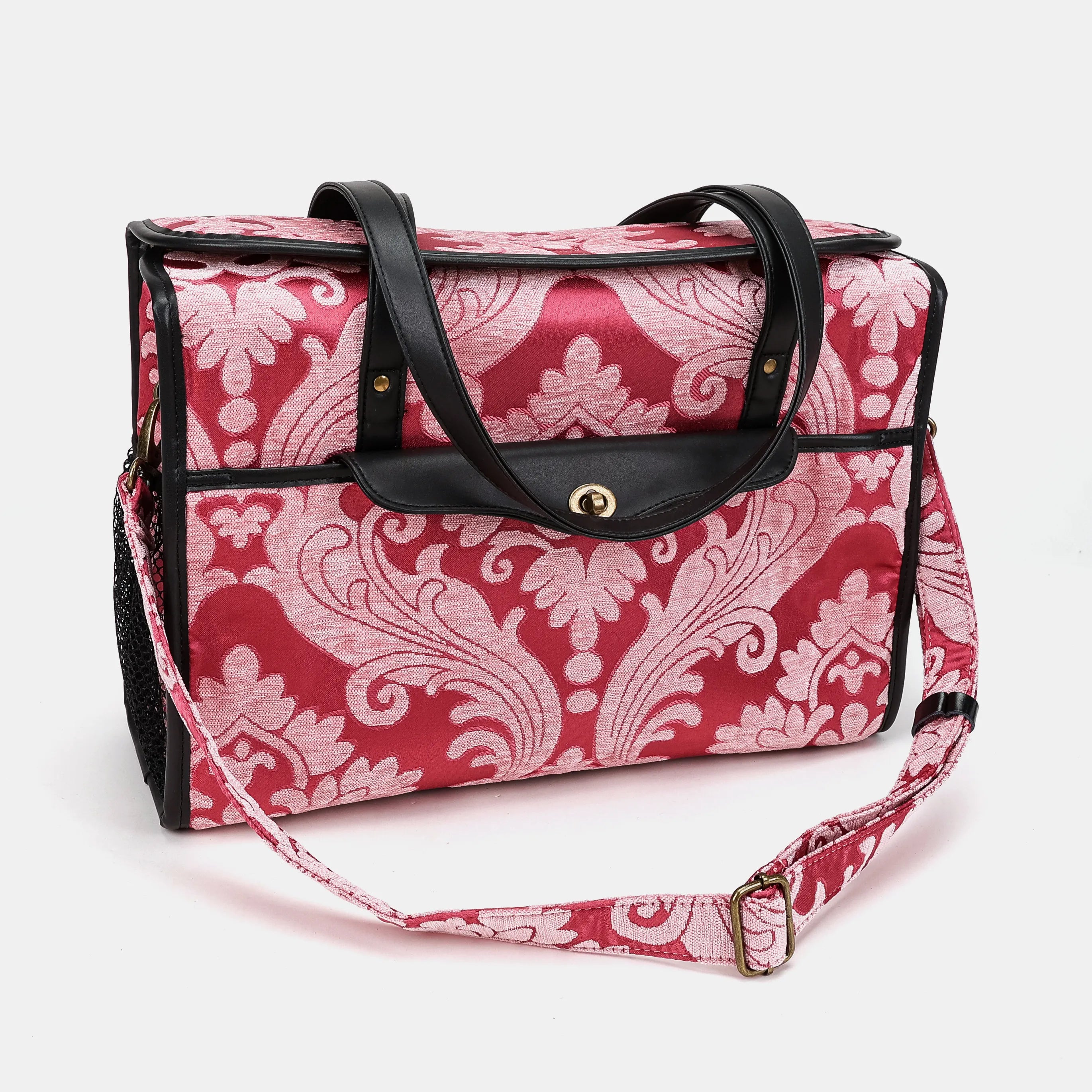 Queen Rose Pink Vintage Carpet Diaper Bag carpetbag of America with shoulder strap