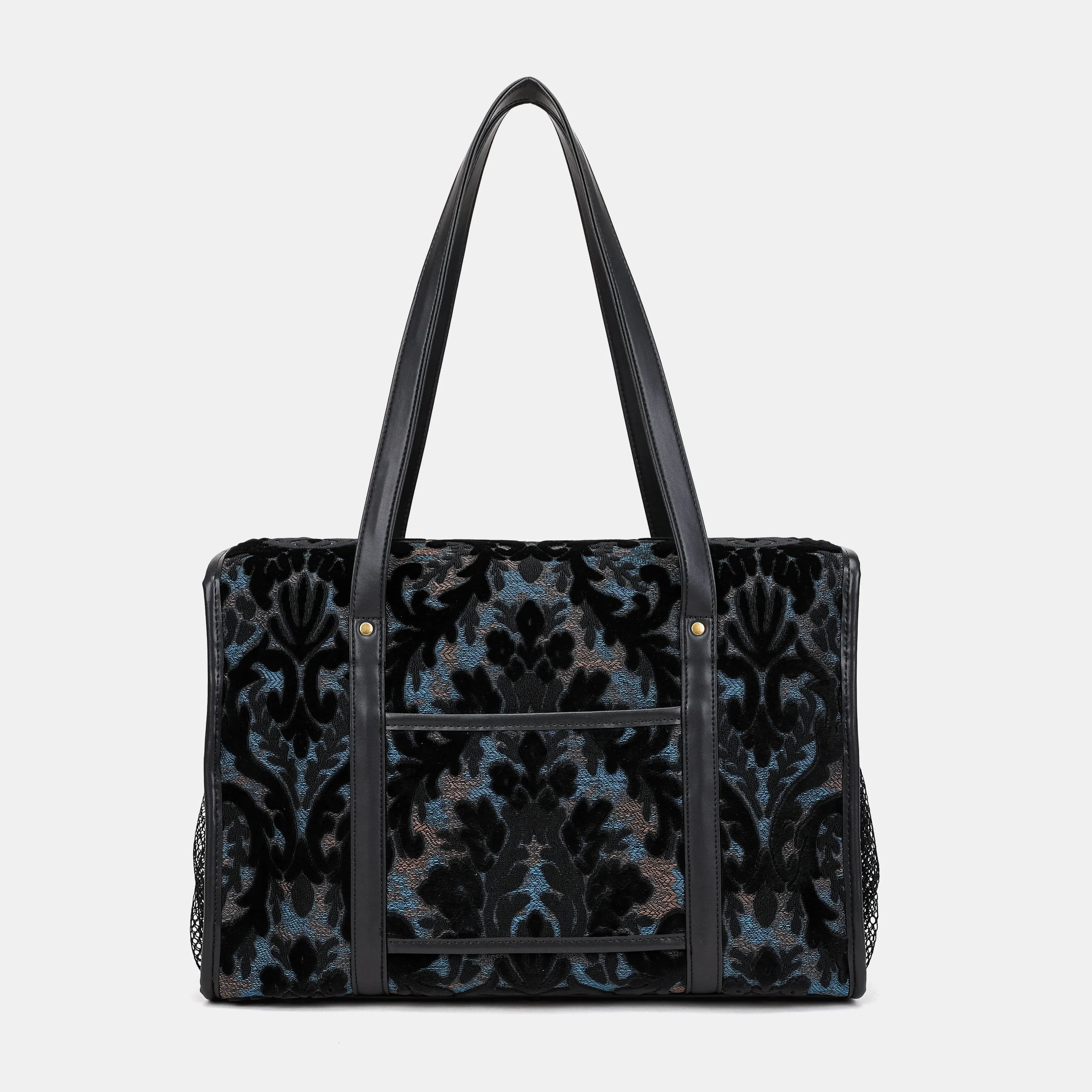 Burnout Velvet Black Vintage Carpet Diaper Bag Carpetbag of America back
