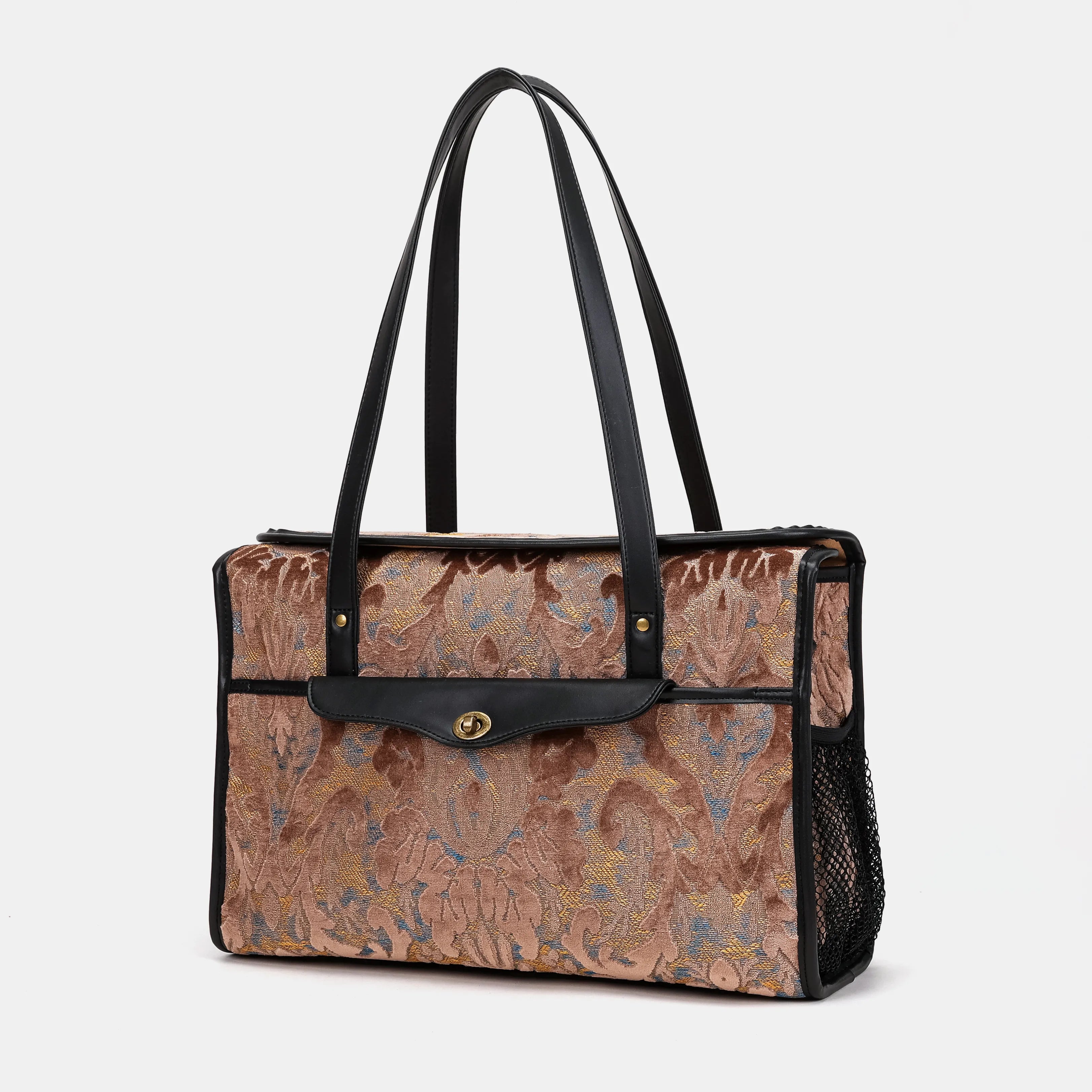 Burnout Velvet Camel Vintage Carpet Diaper Bag of America front side