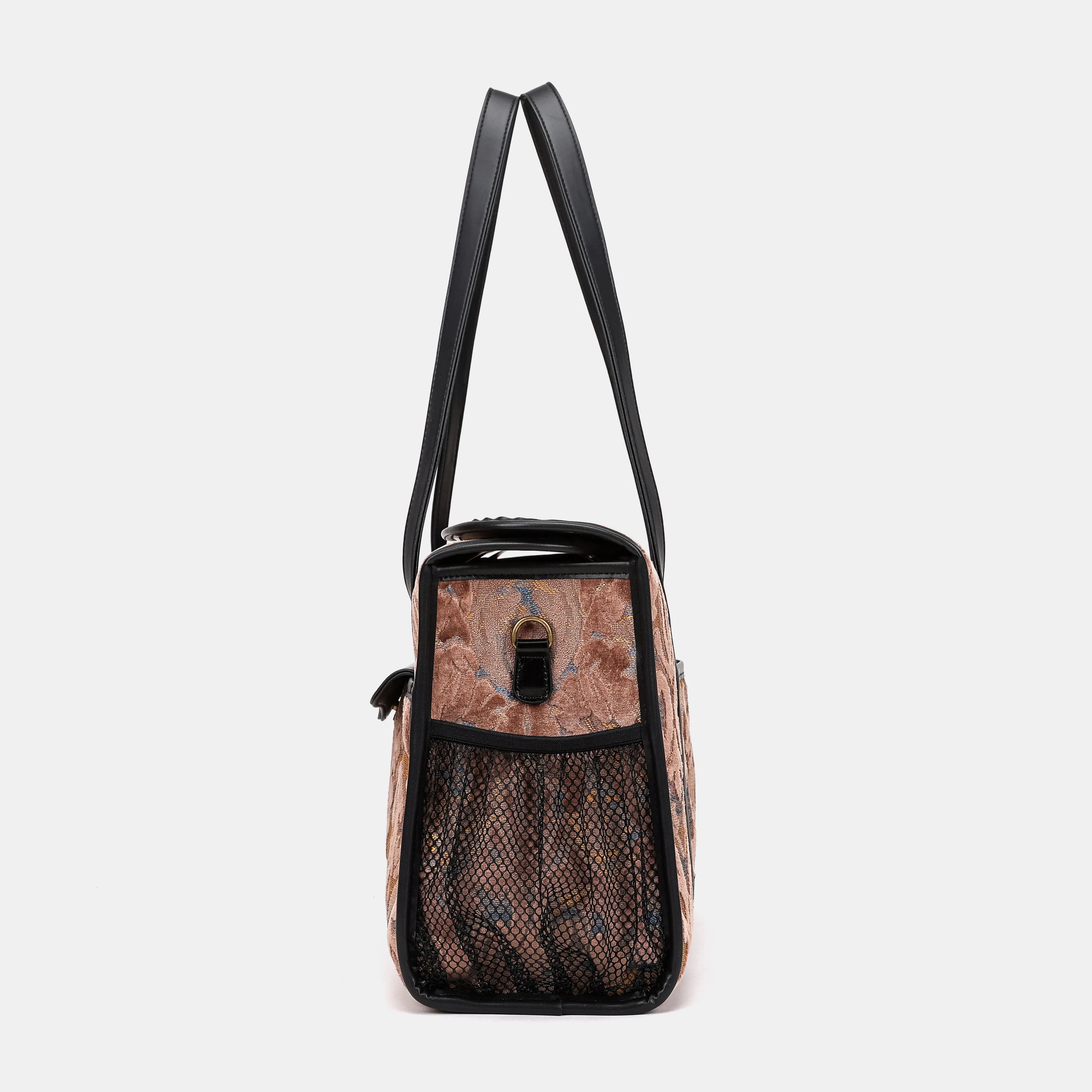 Burnout Velvet Camel Vintage Carpet Diaper Bag of America side