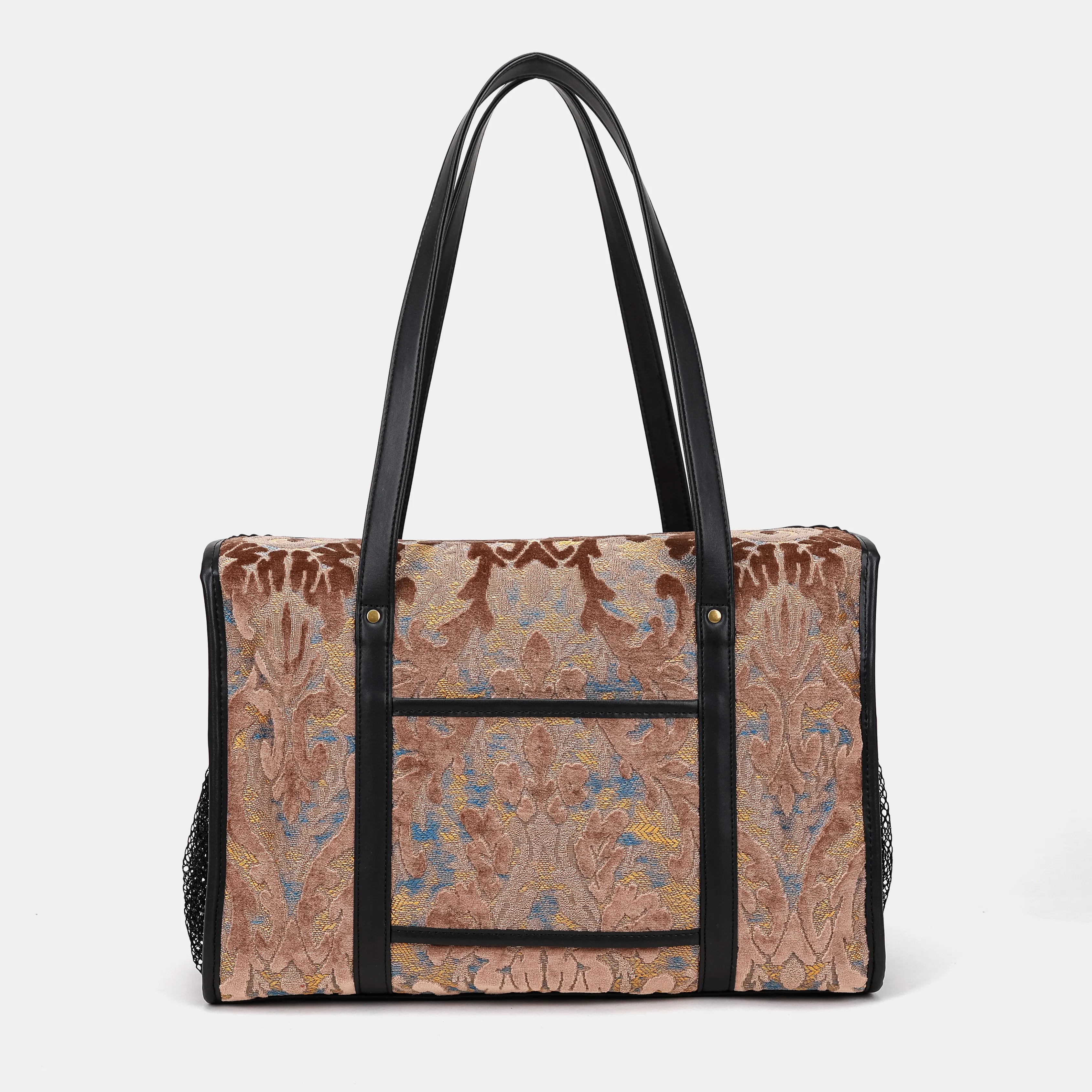 Burnout Velvet Camel Vintage Carpet Diaper Bag of America back