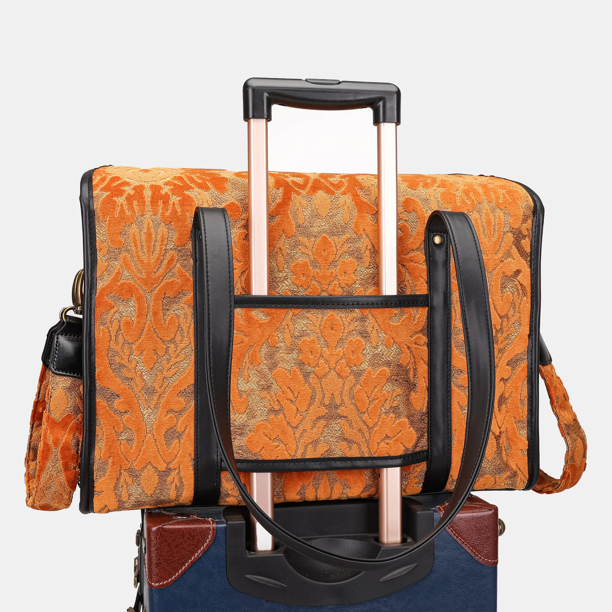 Burnout Velvet Orange Vintage Carpet Diaper Bag Carpetbag of America luggage sleeve