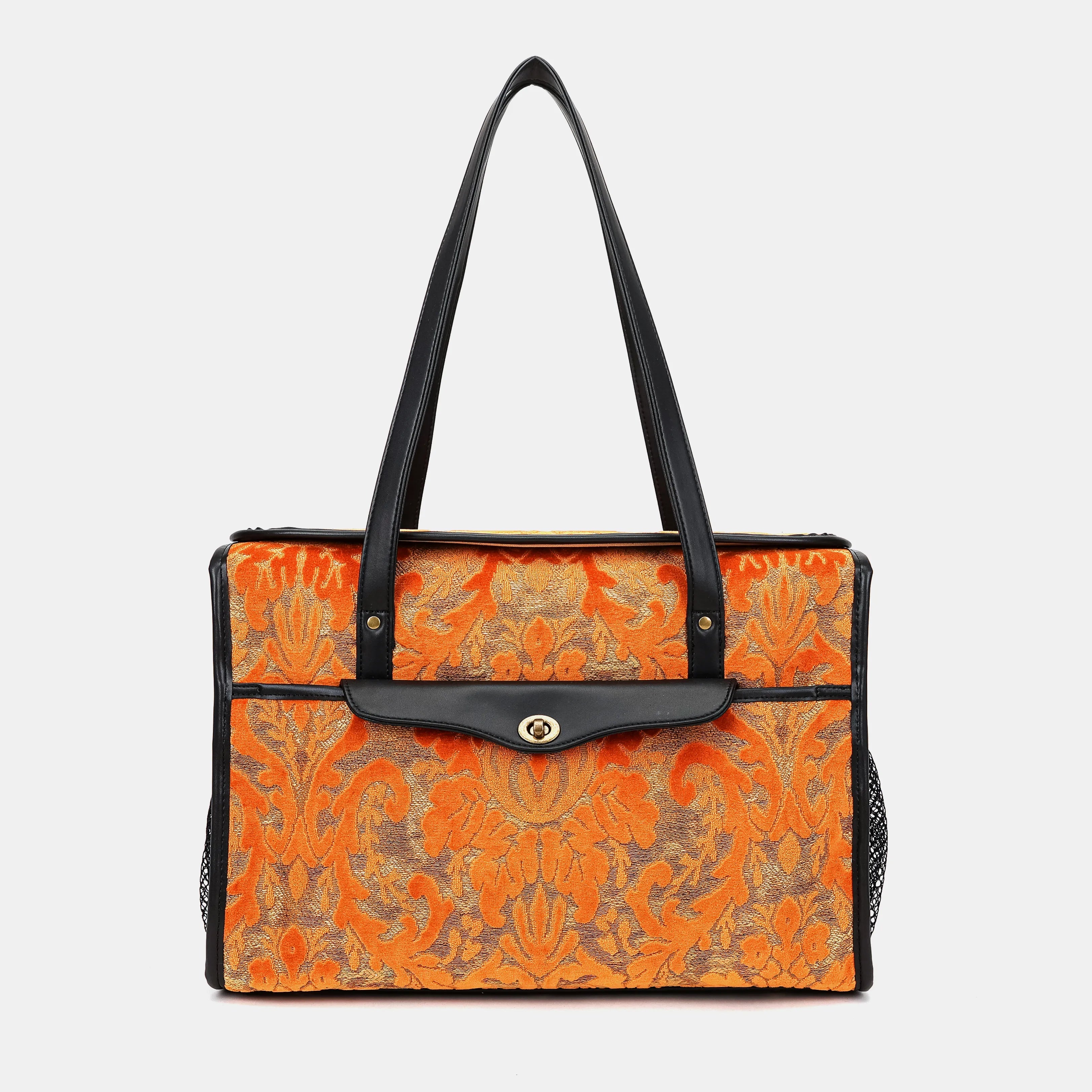 Burnout Velvet Orange Vintage Carpet Diaper Bag Carpetbag of America main