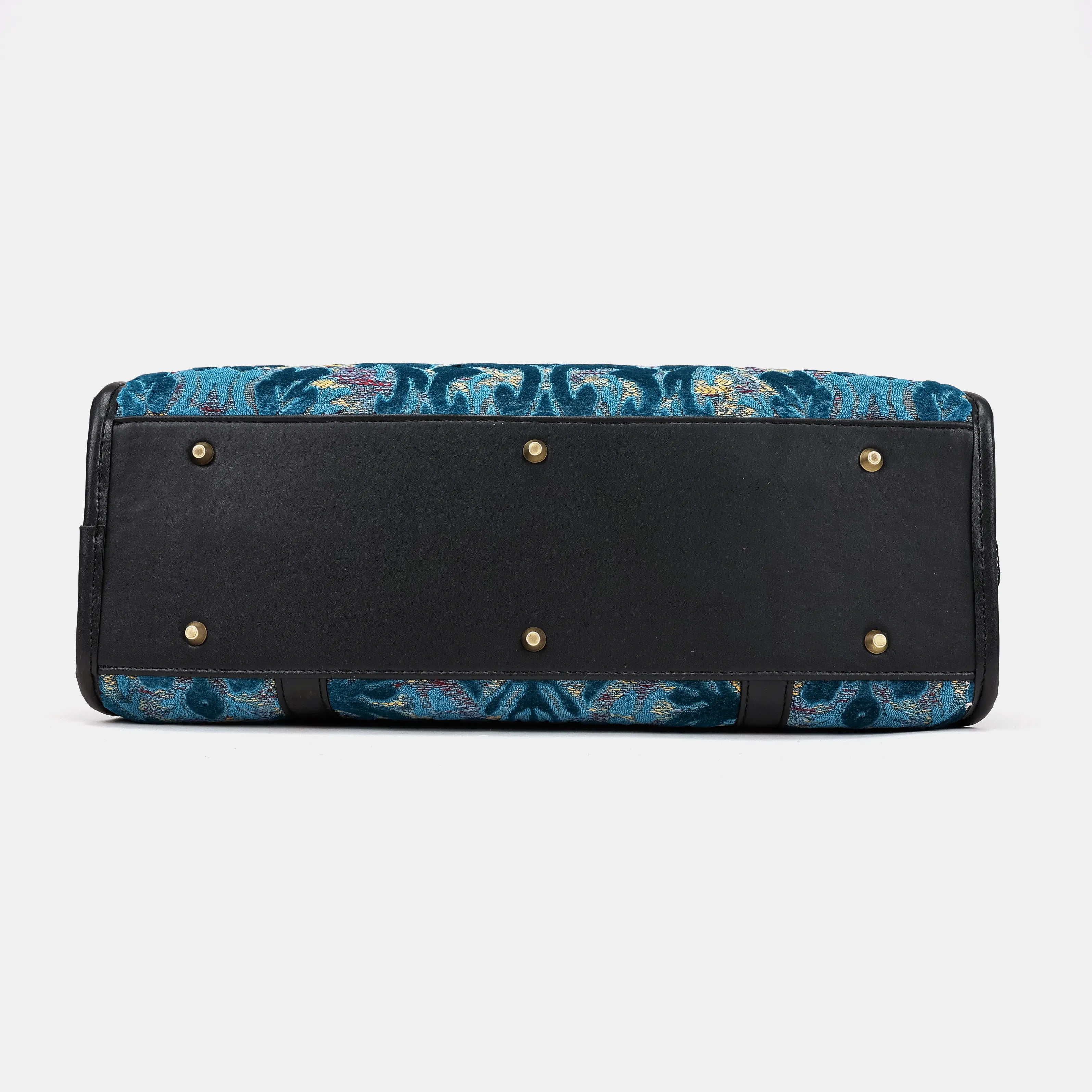 Burnout Velvet Aqua Blue Vintage Carpet Diaper Bag of America bottom