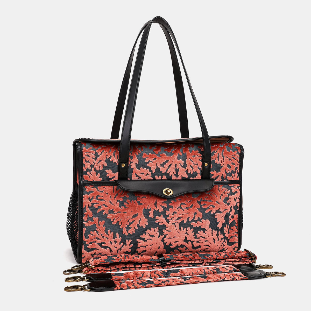Burnout Velvet St Tropez Scuba Coral Vintage Carpet Diaper Bag with straps