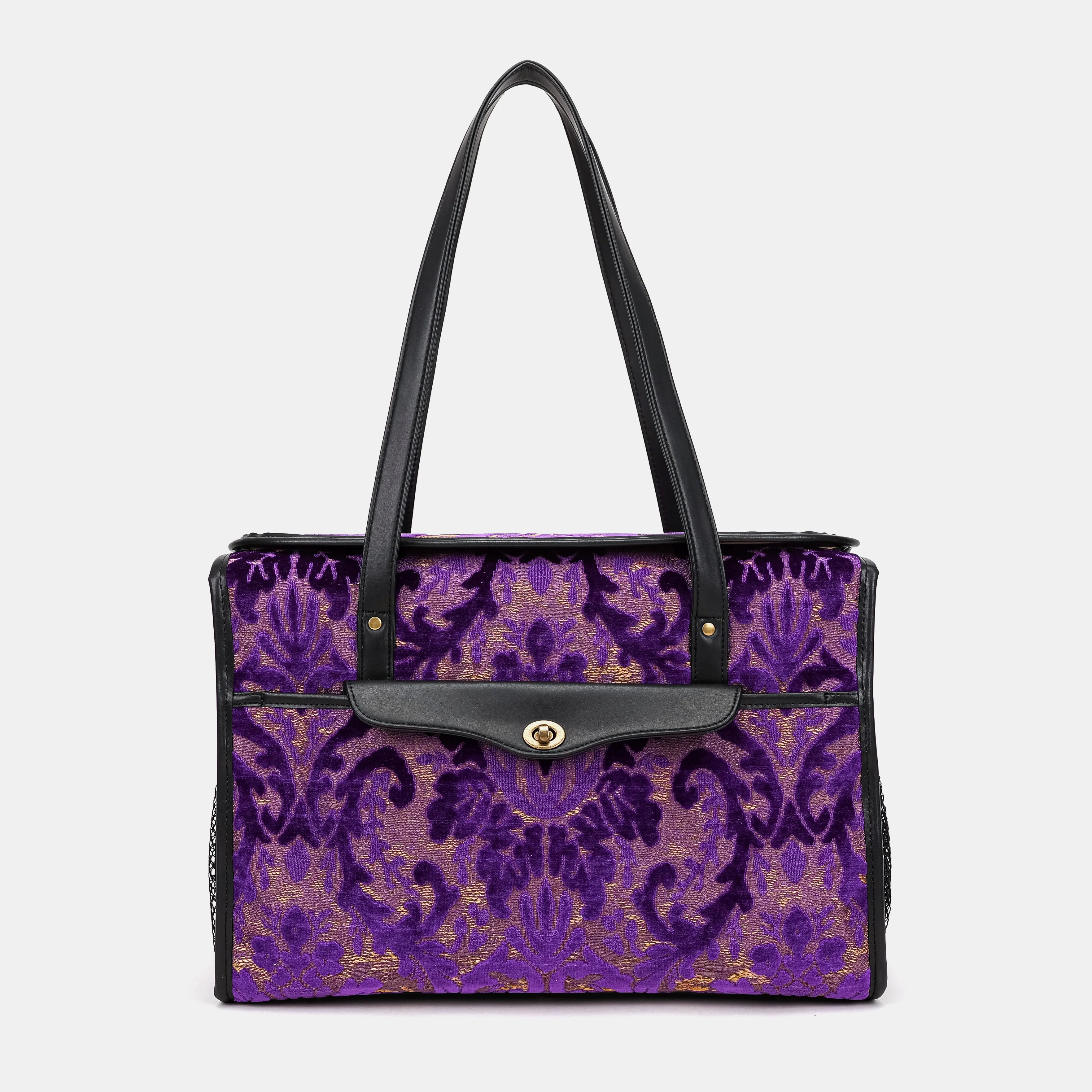 Burnout Velvet Purple Vintage Carpet Diaper Bag Carpetbag of America main