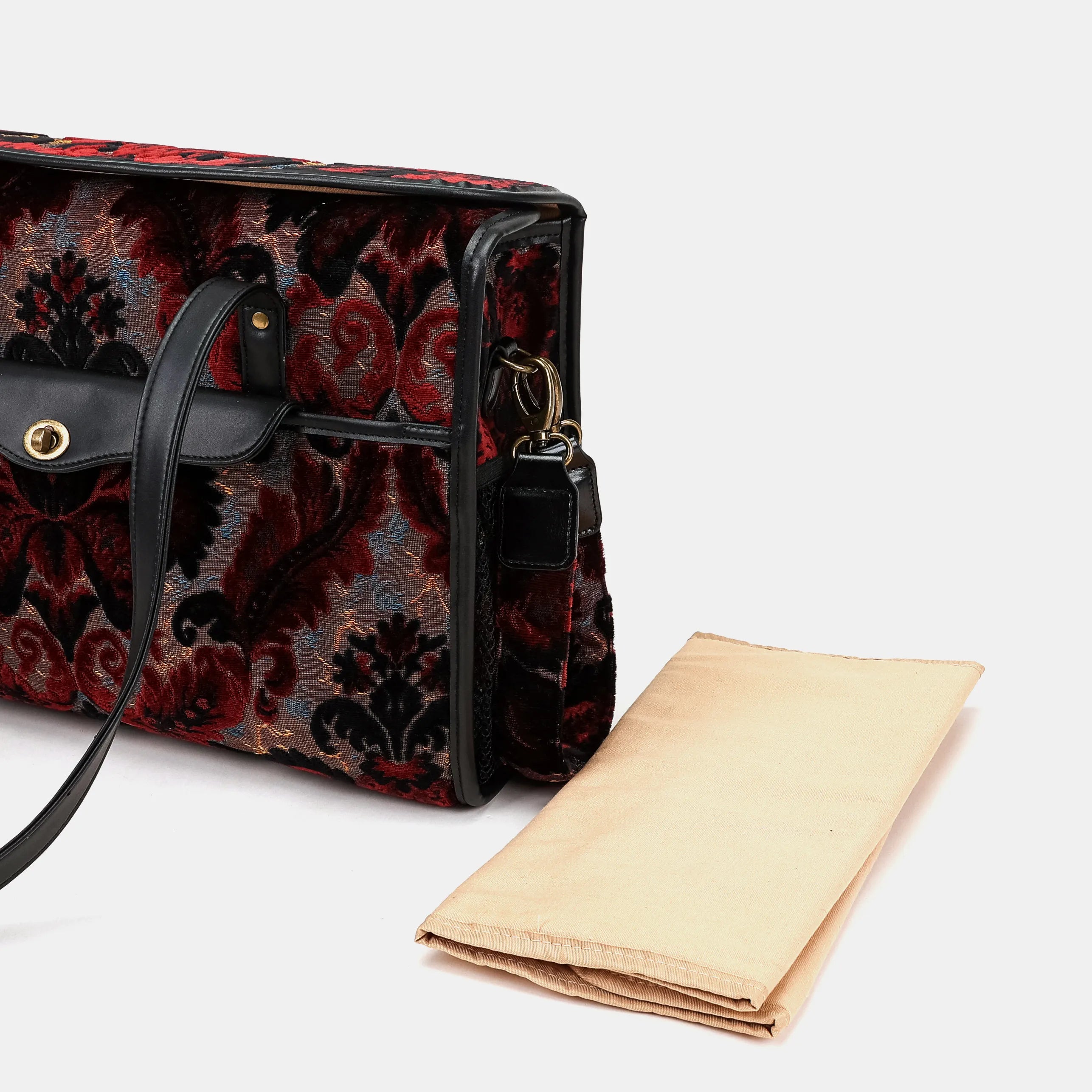 Burnout Velvet Revival Sephia Vintage Carpet Diaper Bag of America changing mat