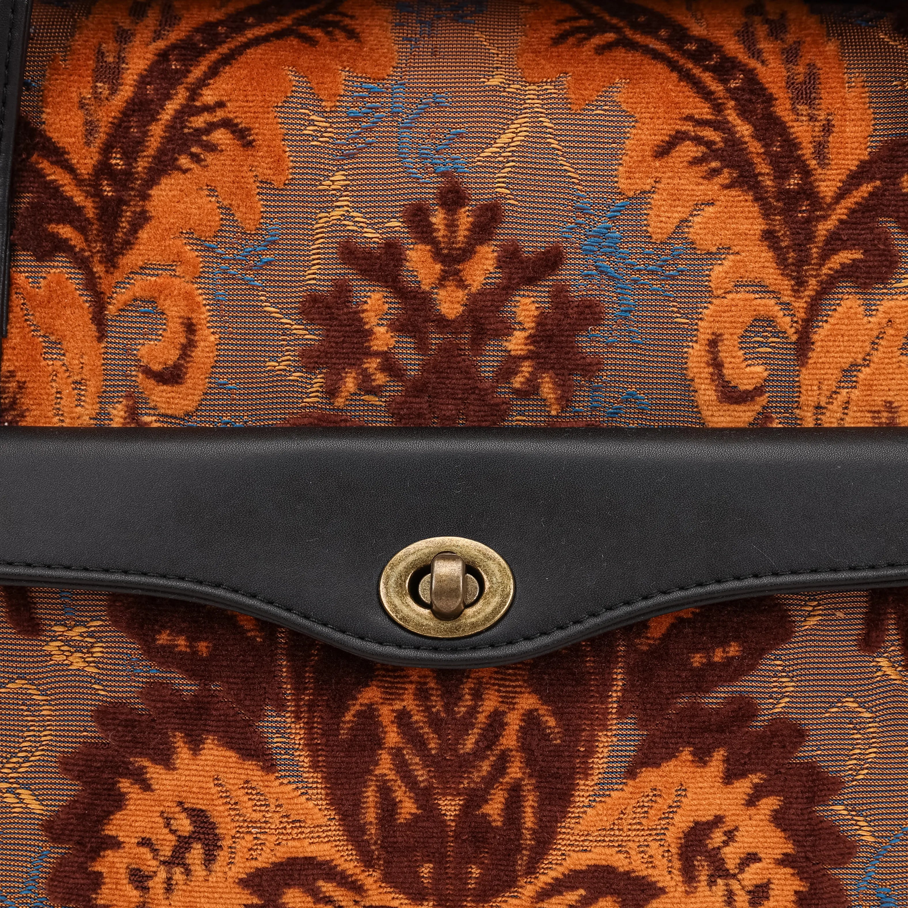 Burnout Velvet Revival Sienna Vintage Carpet Diaper Bag of America closure
