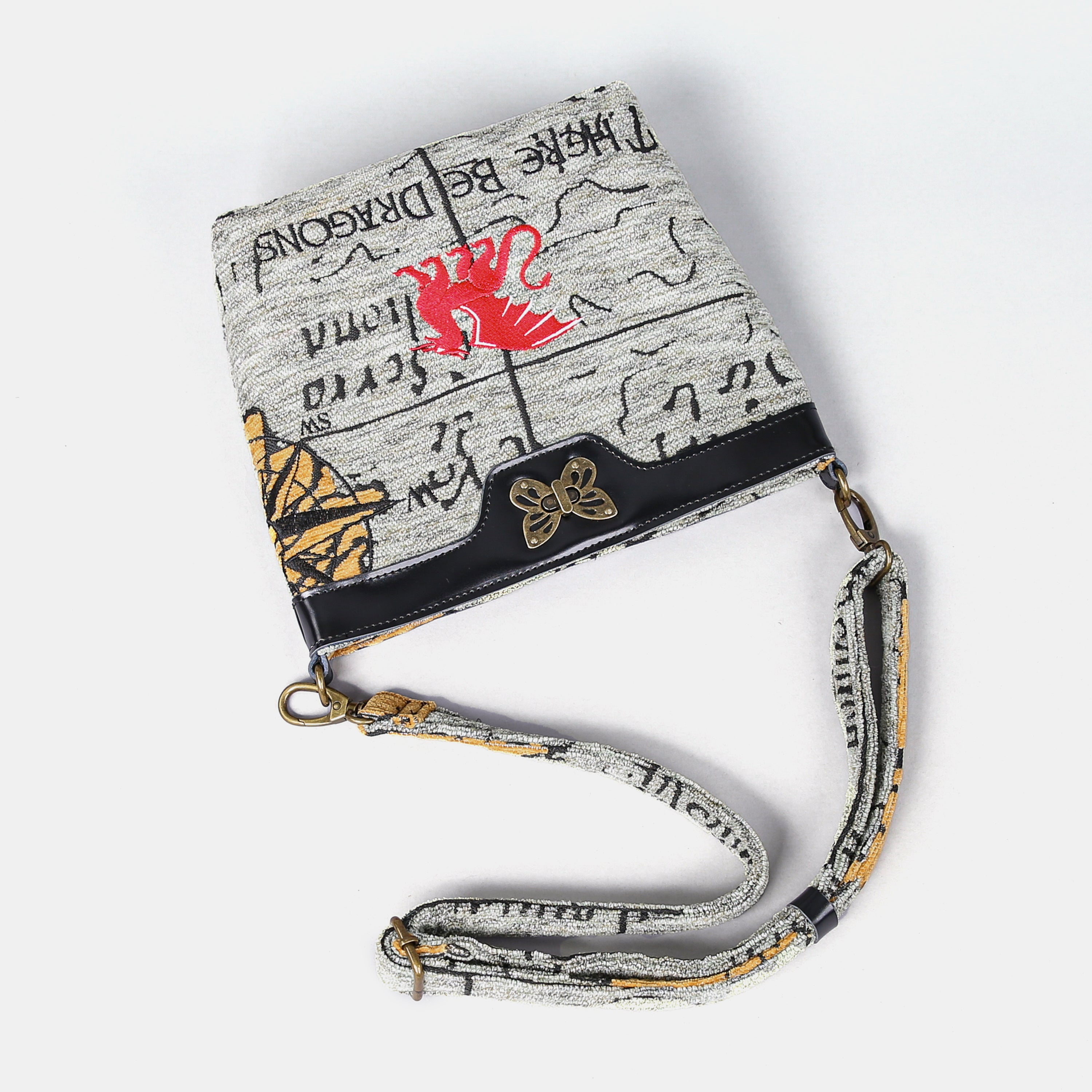 Here Be Dragons Butterfly Crossbody Bag