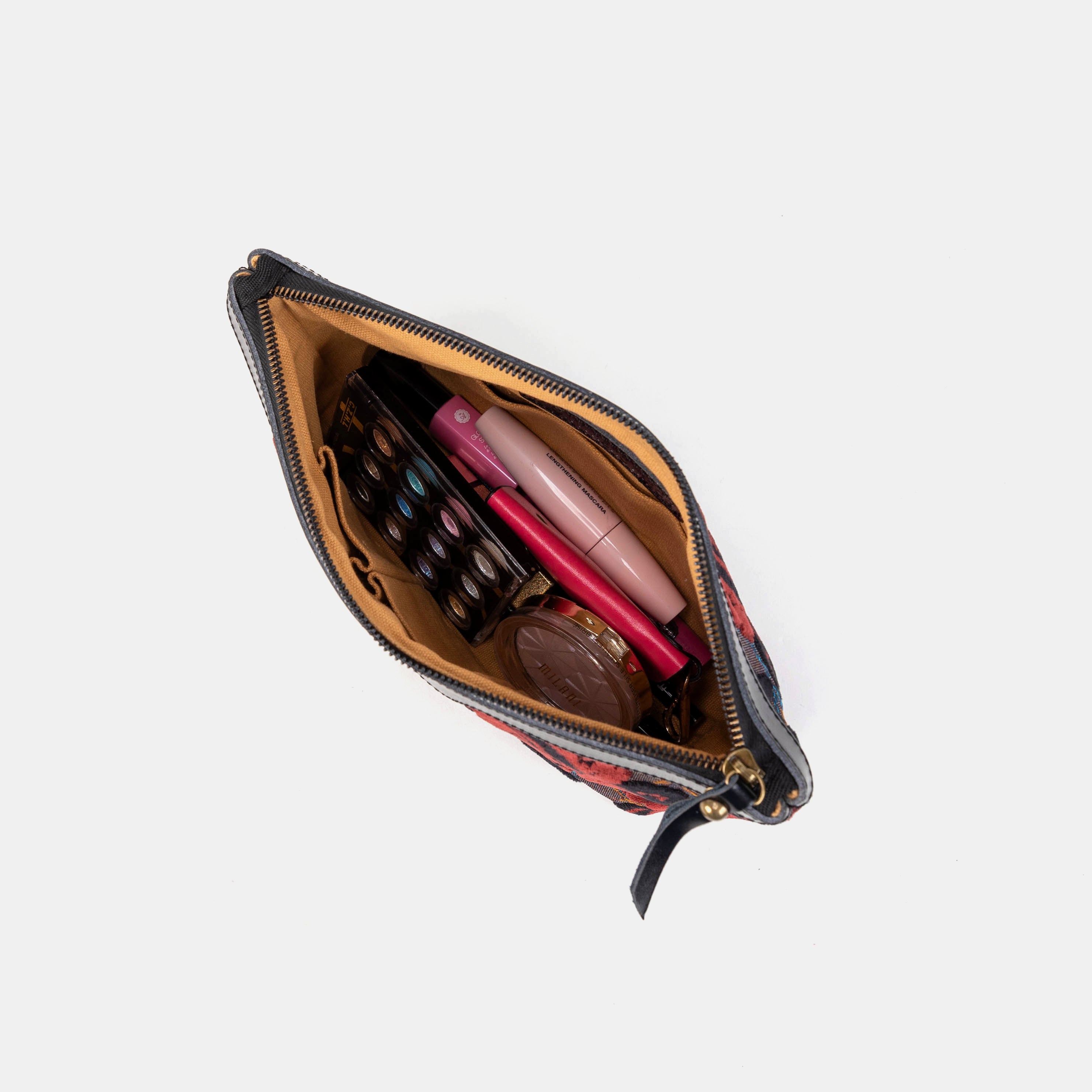 Burnout Velvet Revival Sephia Carpet Makeup Bag capacity