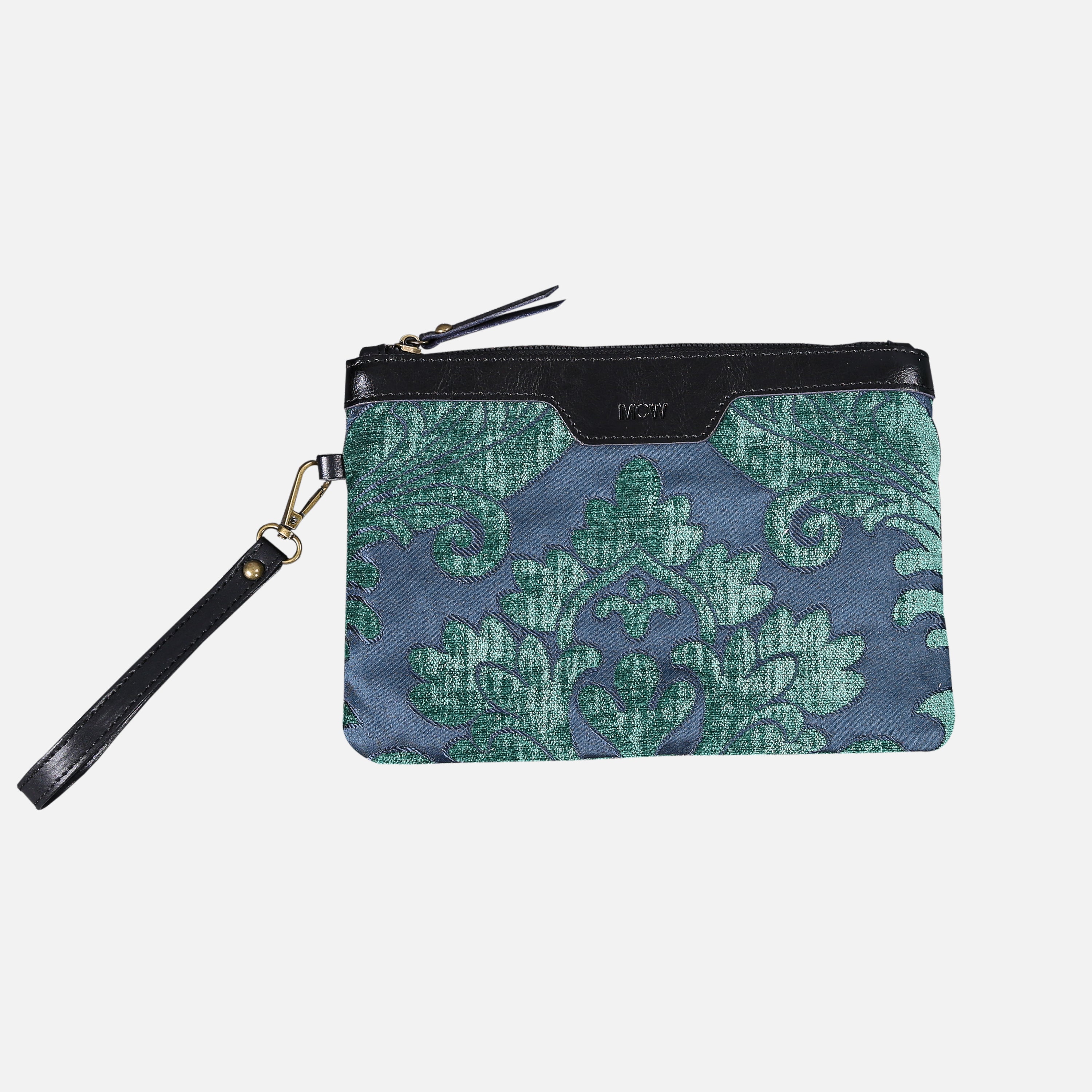 Queen Hunter Green Wristlet Clutch carpet bag MCW Handmade
