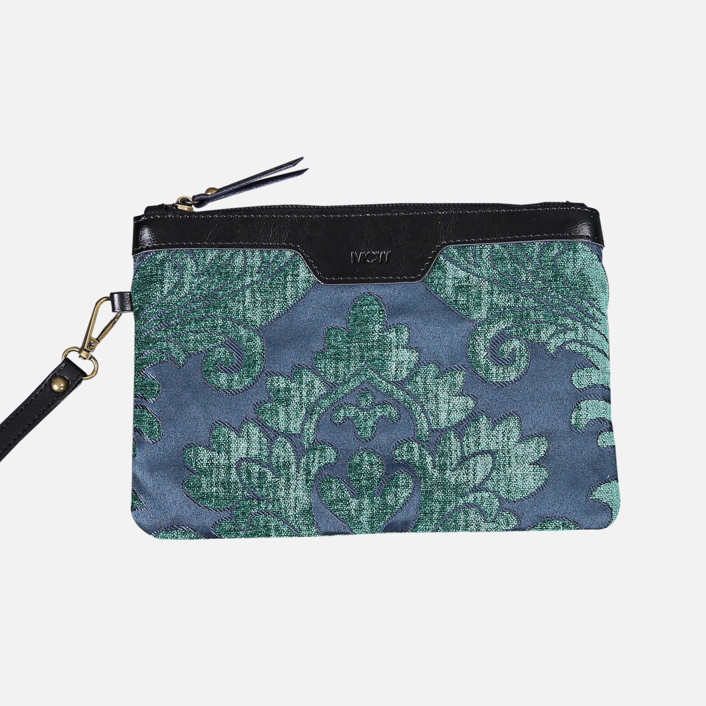 Queen Hunter Green Wristlet Clutch carpet bag MCW Handmade