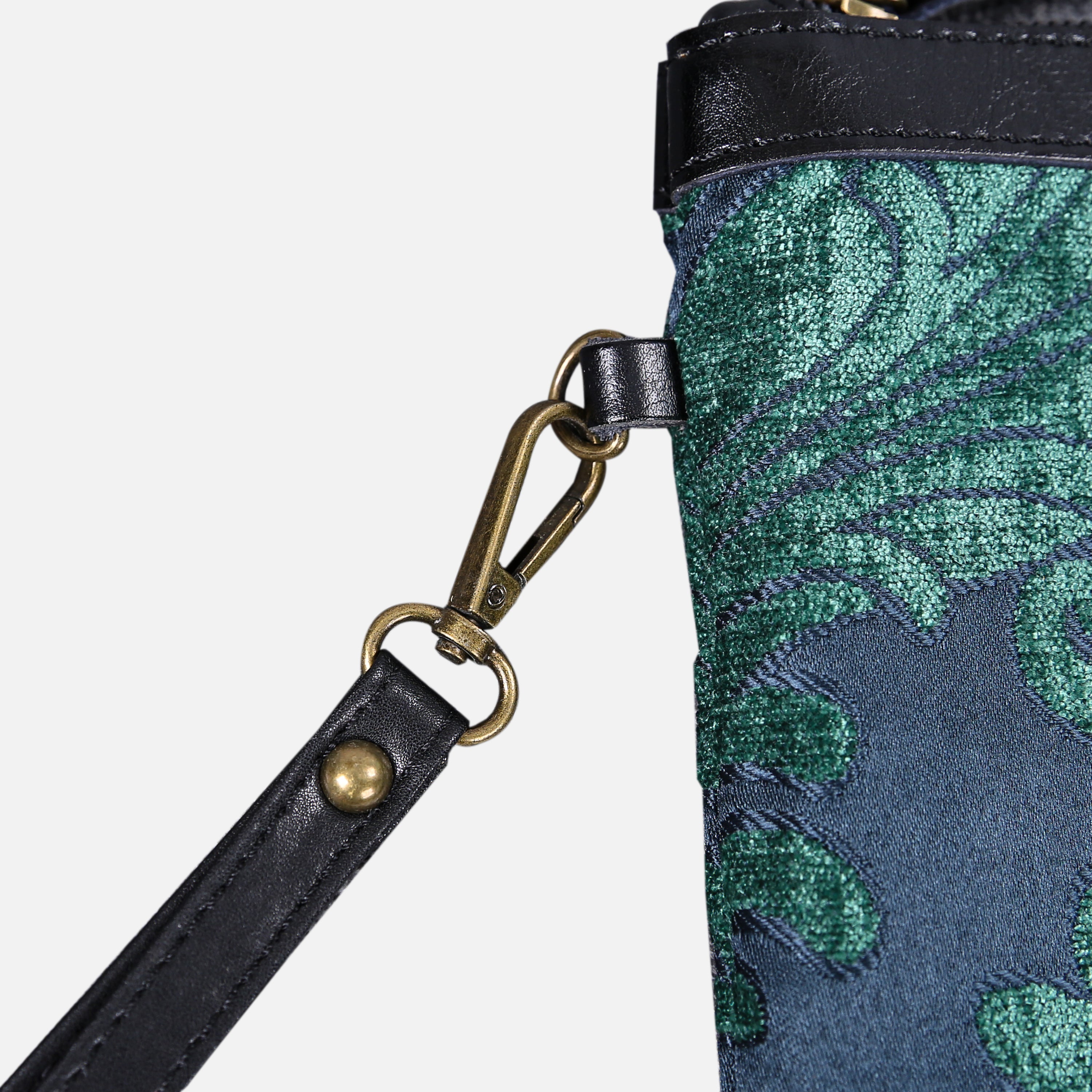 Queen Hunter Green Wristlet Clutch carpet bag MCW Handmade-4