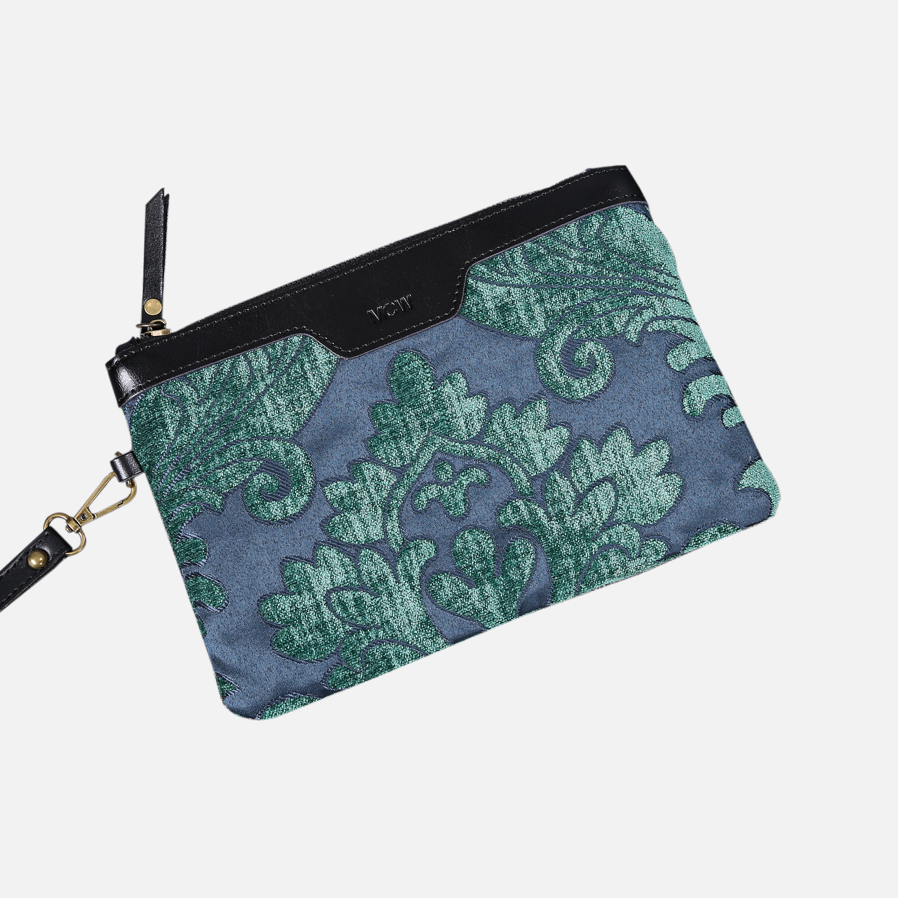 Queen Hunter Green Wristlet Clutch carpet bag MCW Handmade-1
