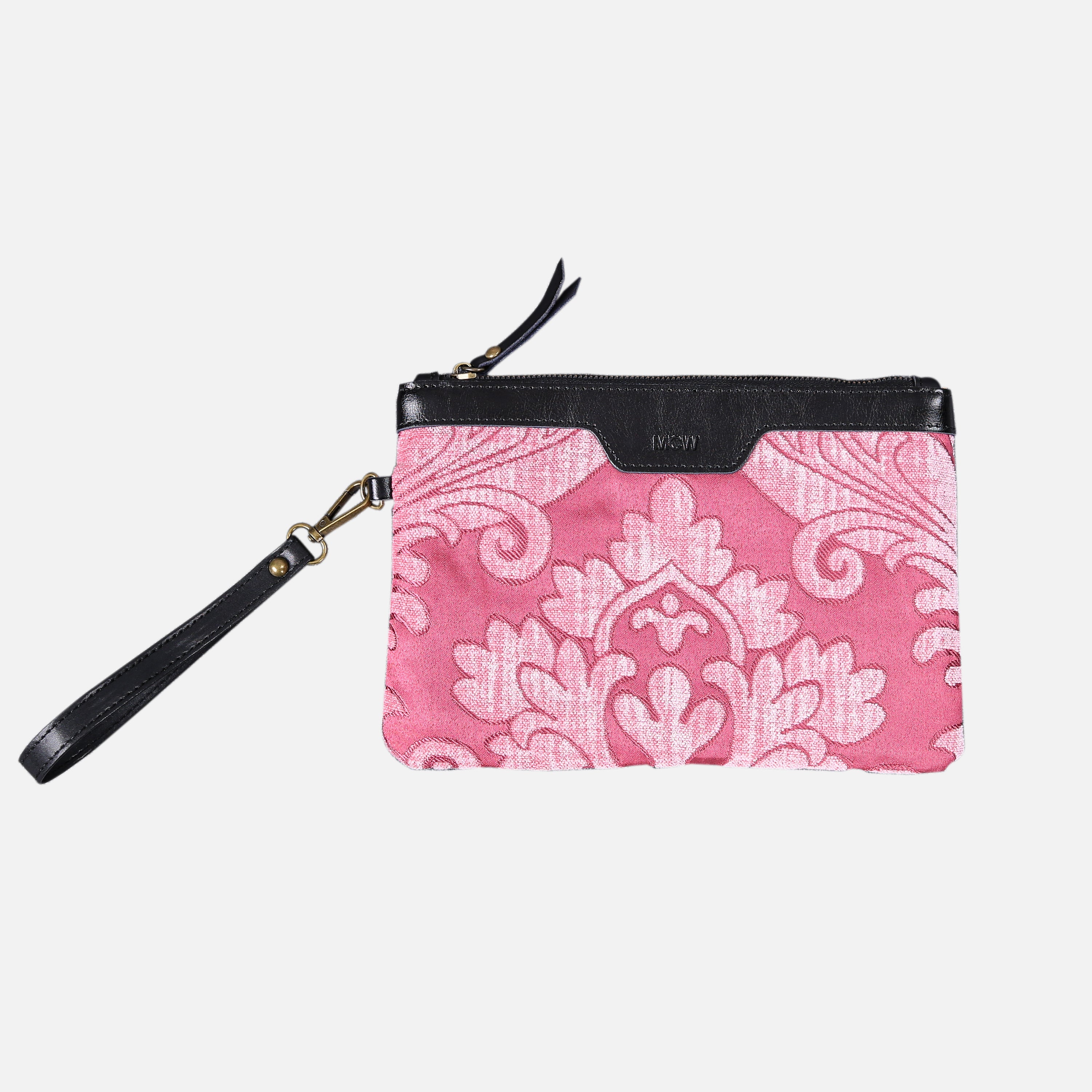 Queen Rose Pink Wristlet Clutch carpet bag MCW Handmade