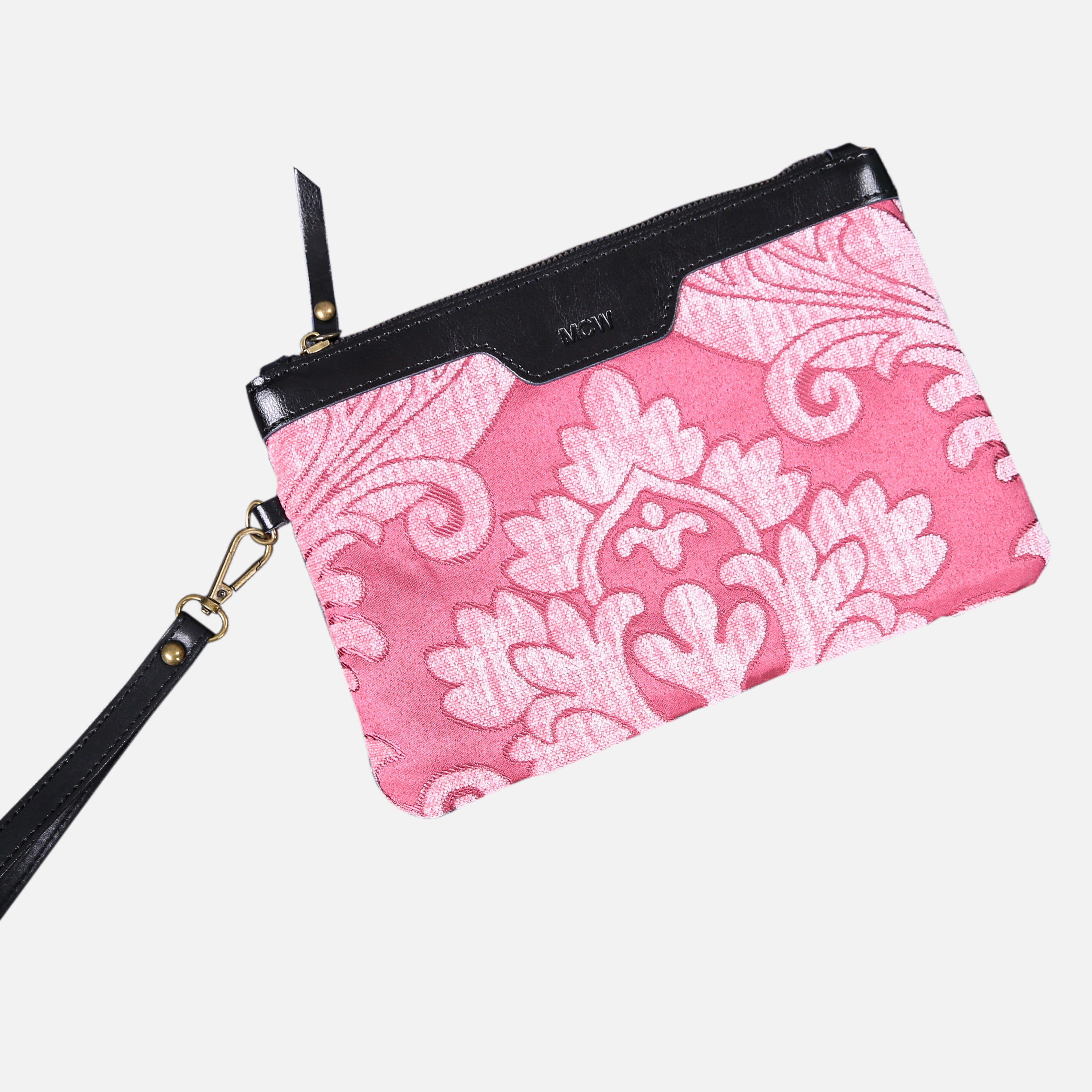Queen Rose Pink Wristlet Clutch carpet bag MCW Handmade-1