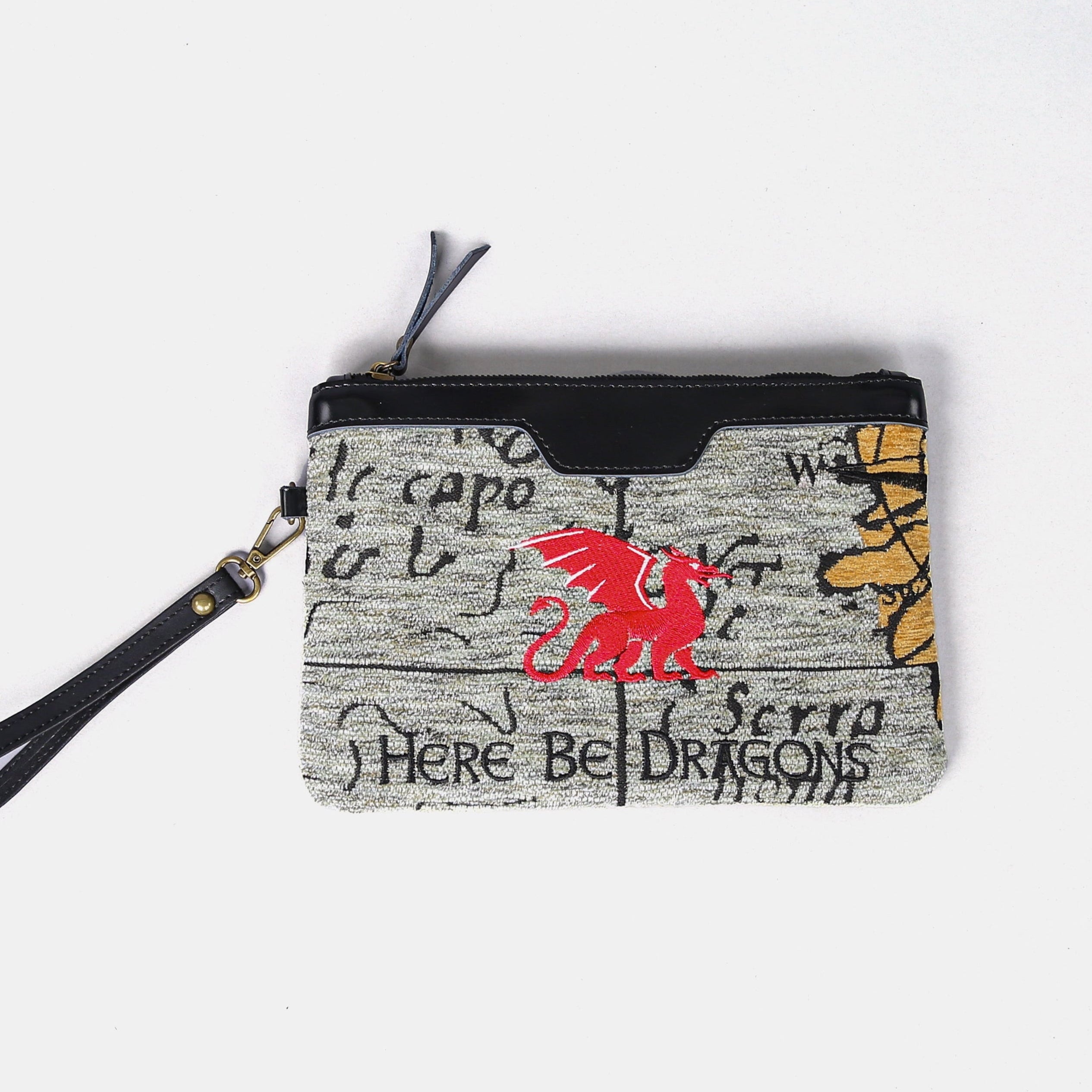 Here Be Dragons Wristlet Clutch