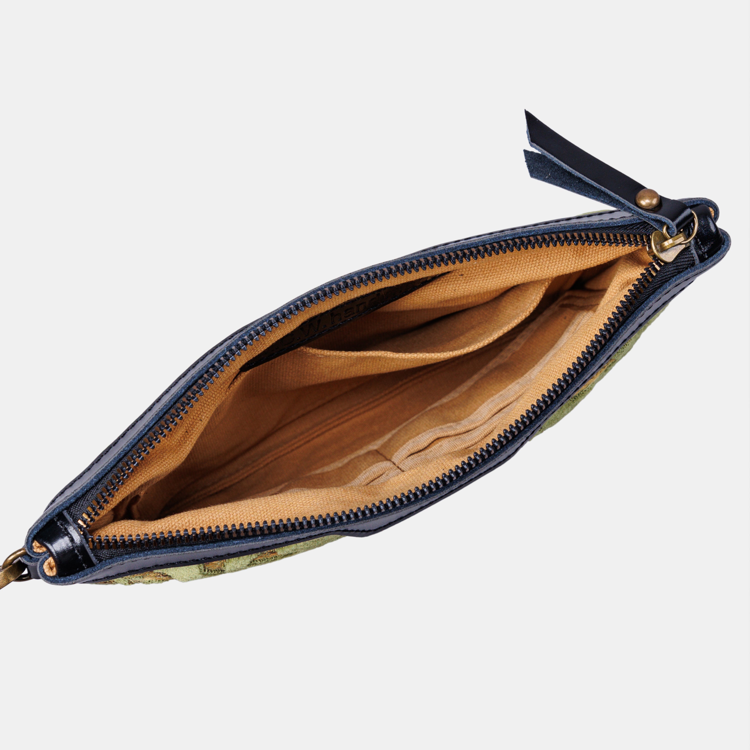 Burnout Velvet Fern Green carpet bag MCW Handmade-5