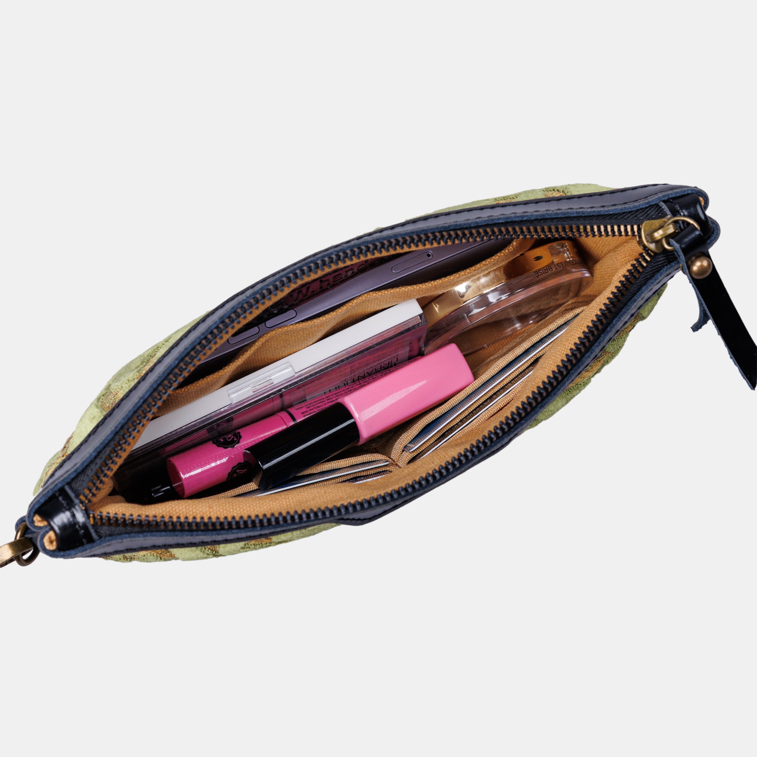 Burnout Velvet Fern Green carpet bag MCW Handmade-4