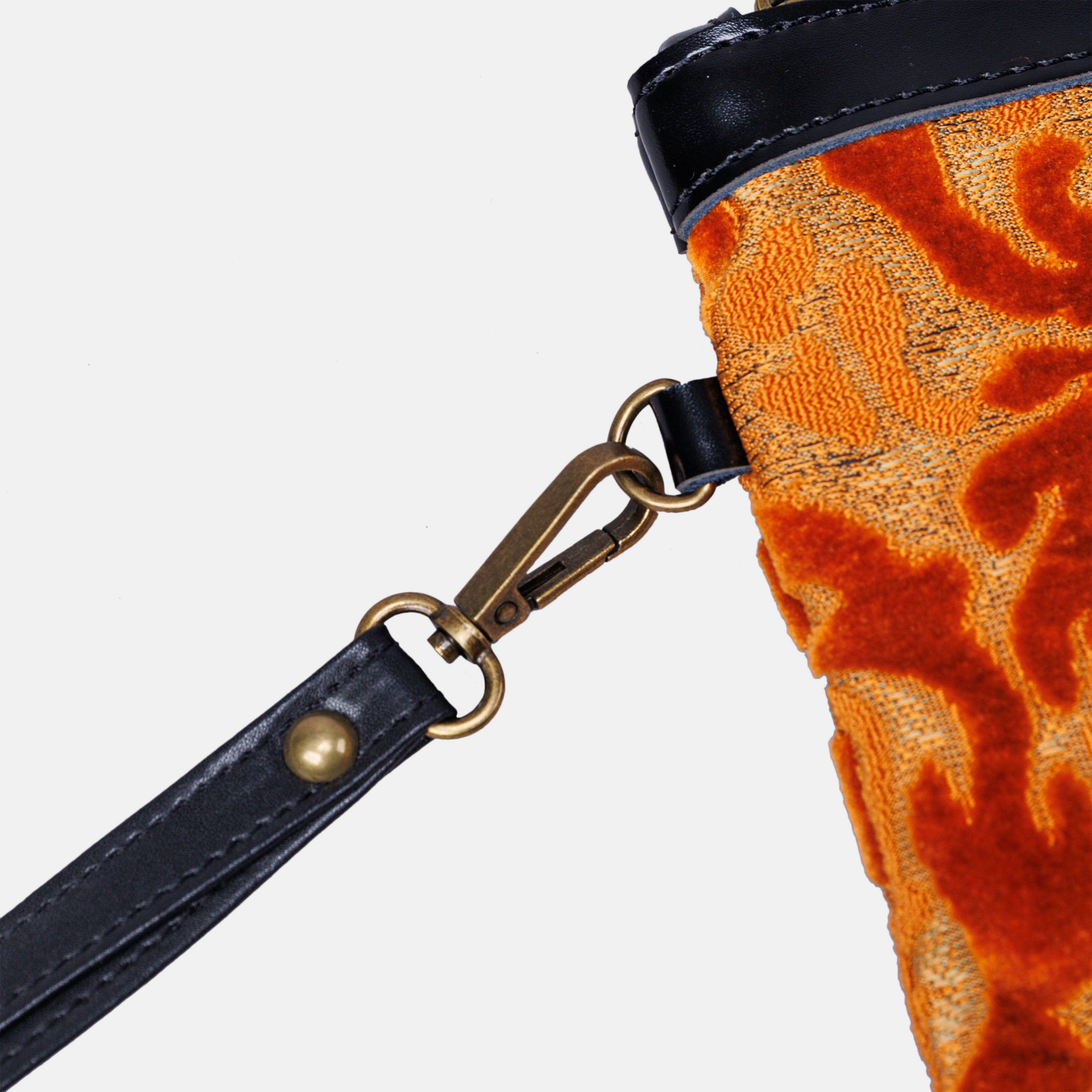 Burnout Velvet Orange Wristlet Clutch carpet bag MCW Handmade-3