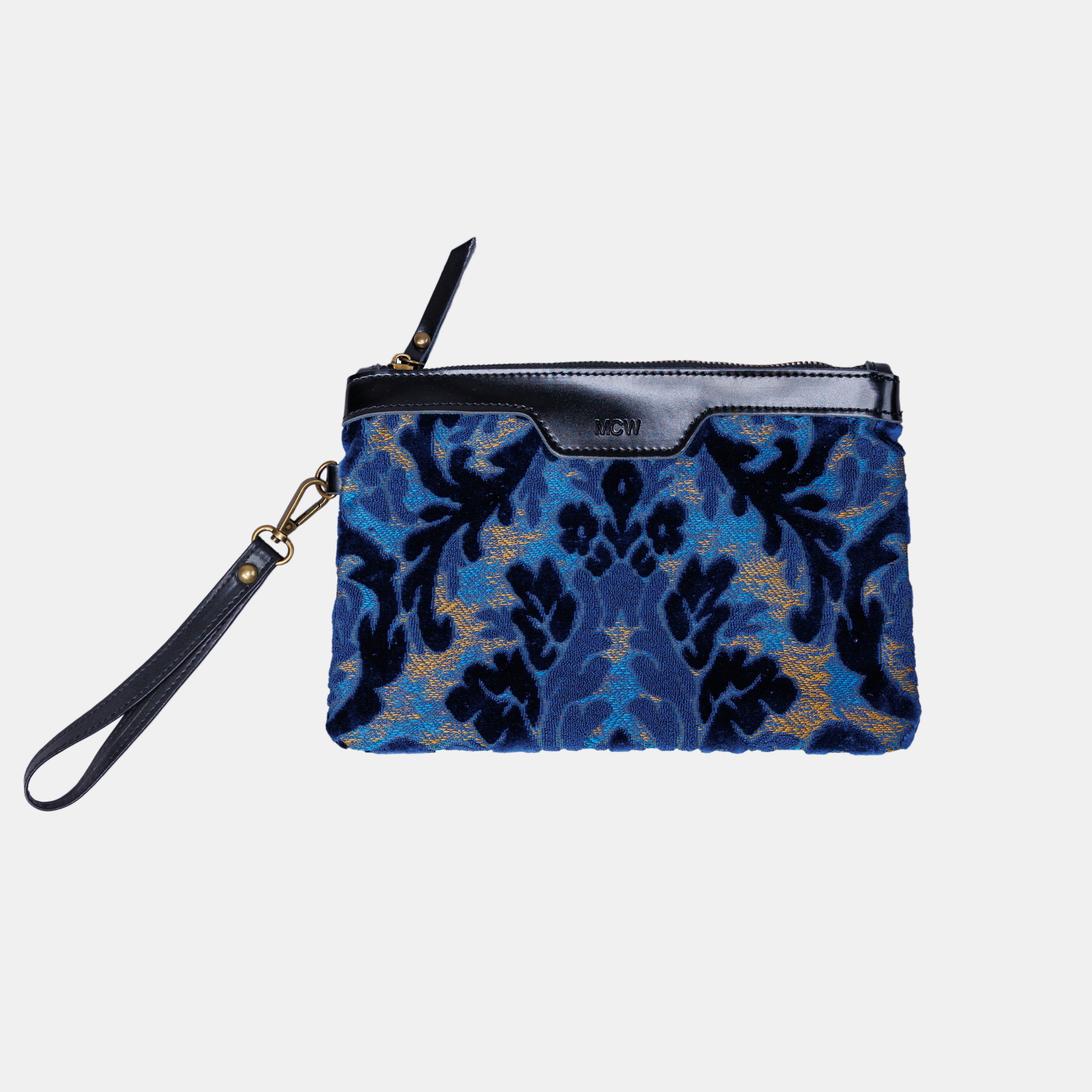 Burnout Velvet Navy carpet bag MCW Handmade