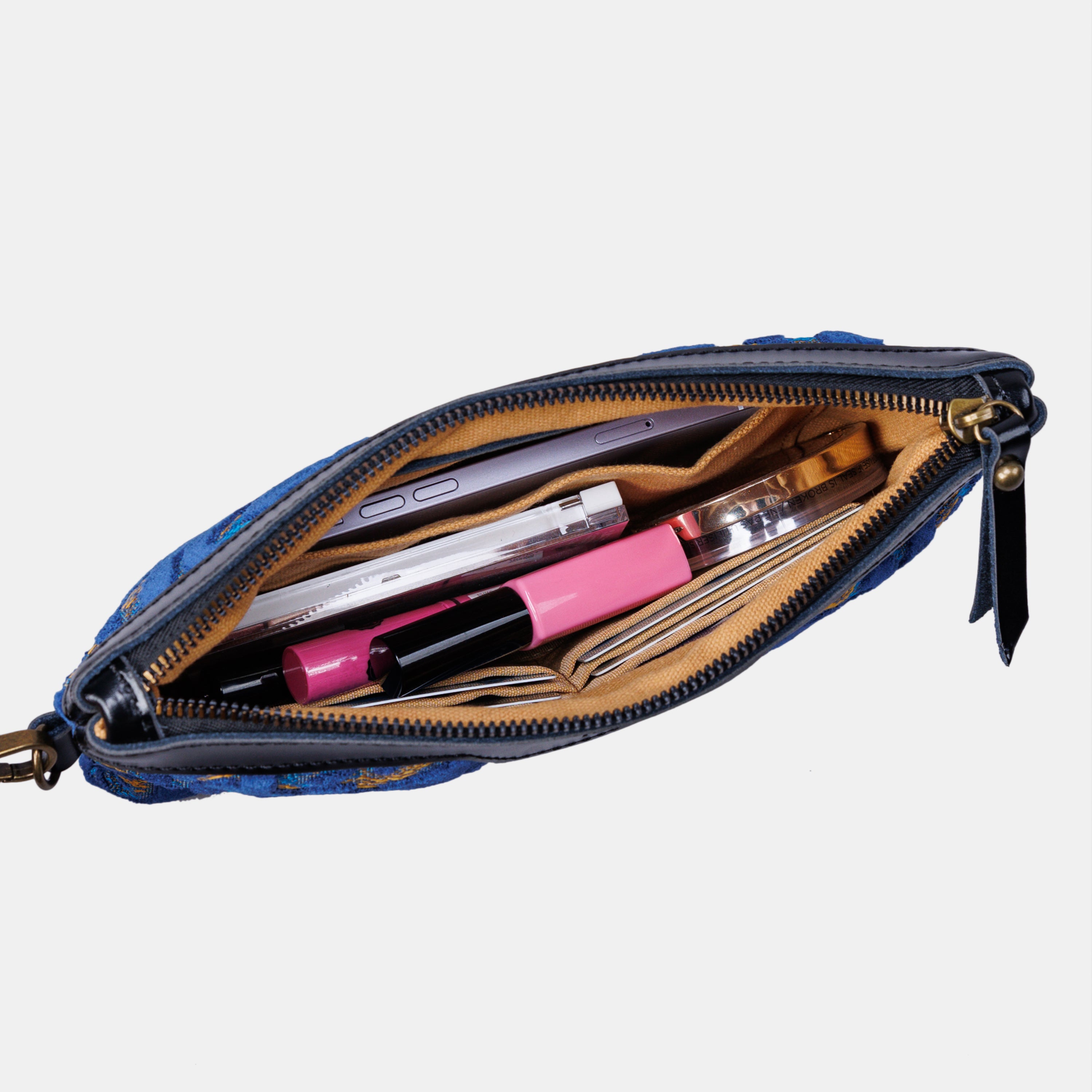 Burnout Velvet Navy carpet bag MCW Handmade-4