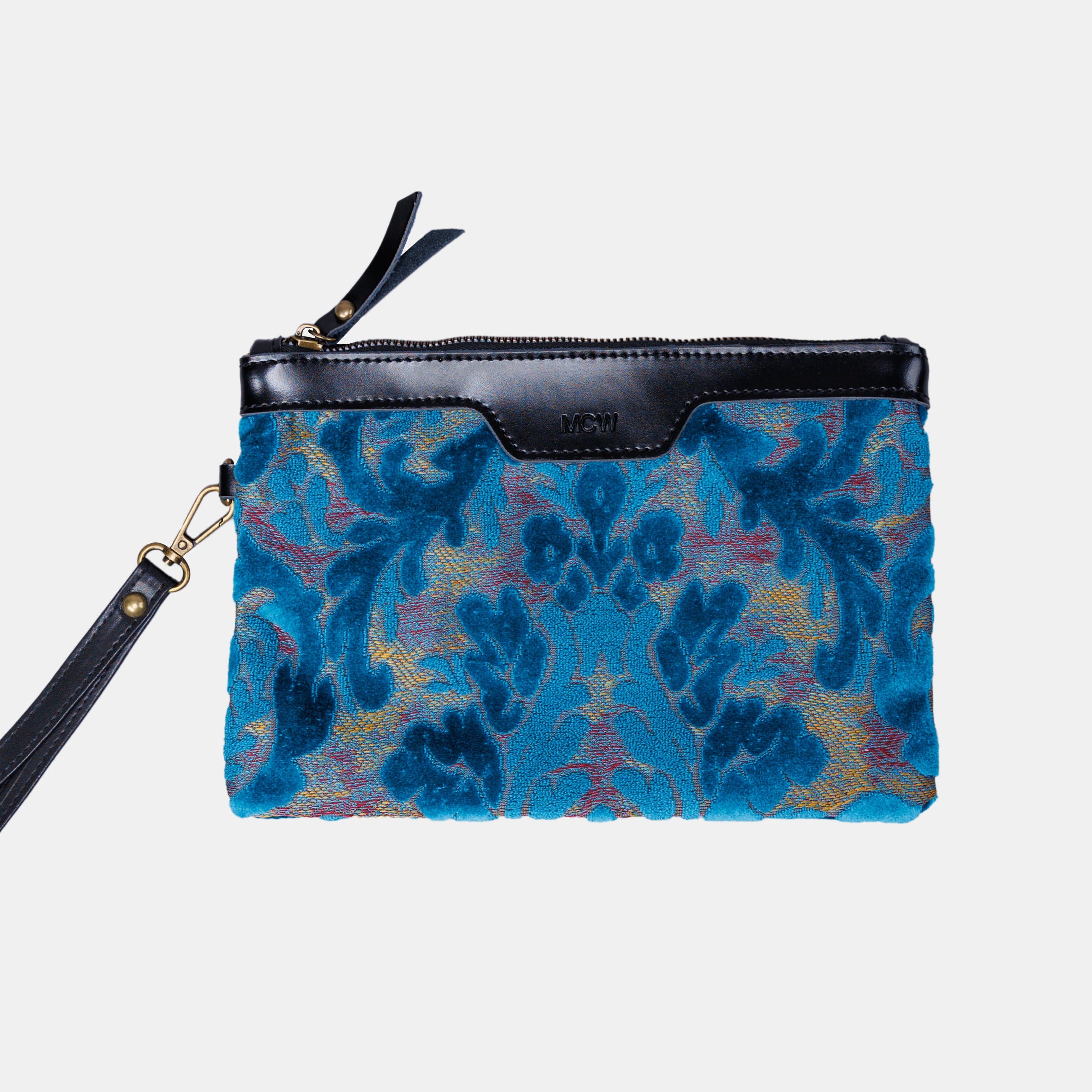 Burnout Velvet Aqua Blue carpet bag MCW Handmade