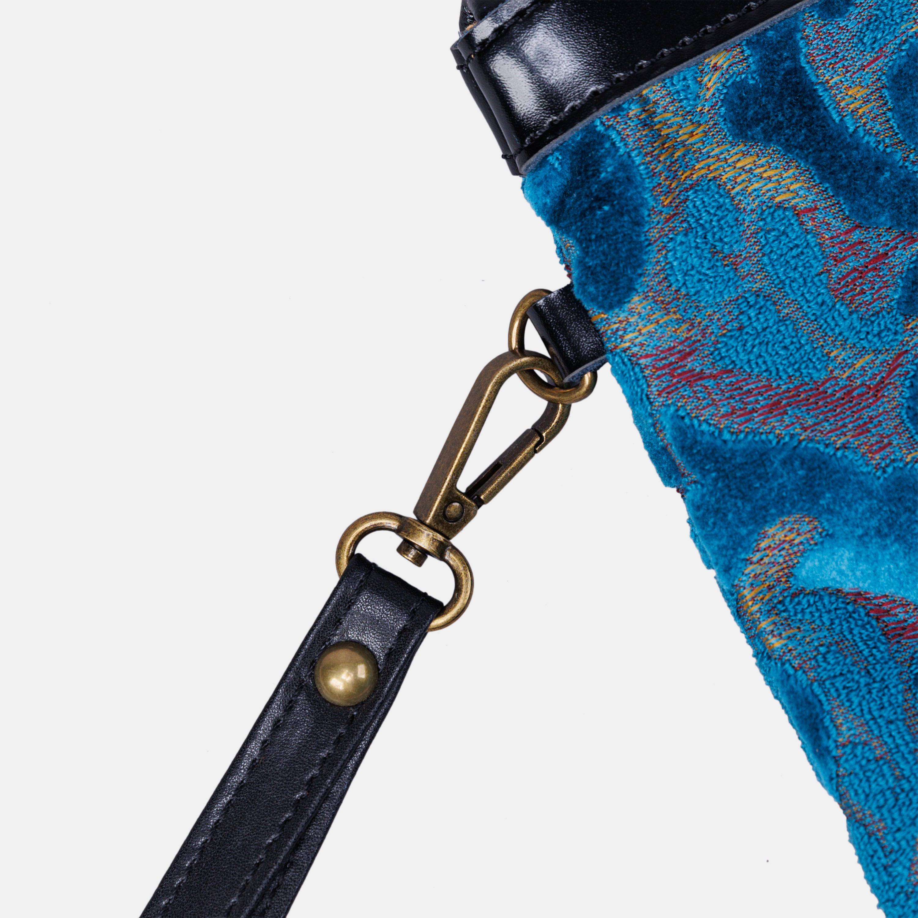 Burnout Velvet Aqua Blue carpet bag MCW Handmade-3